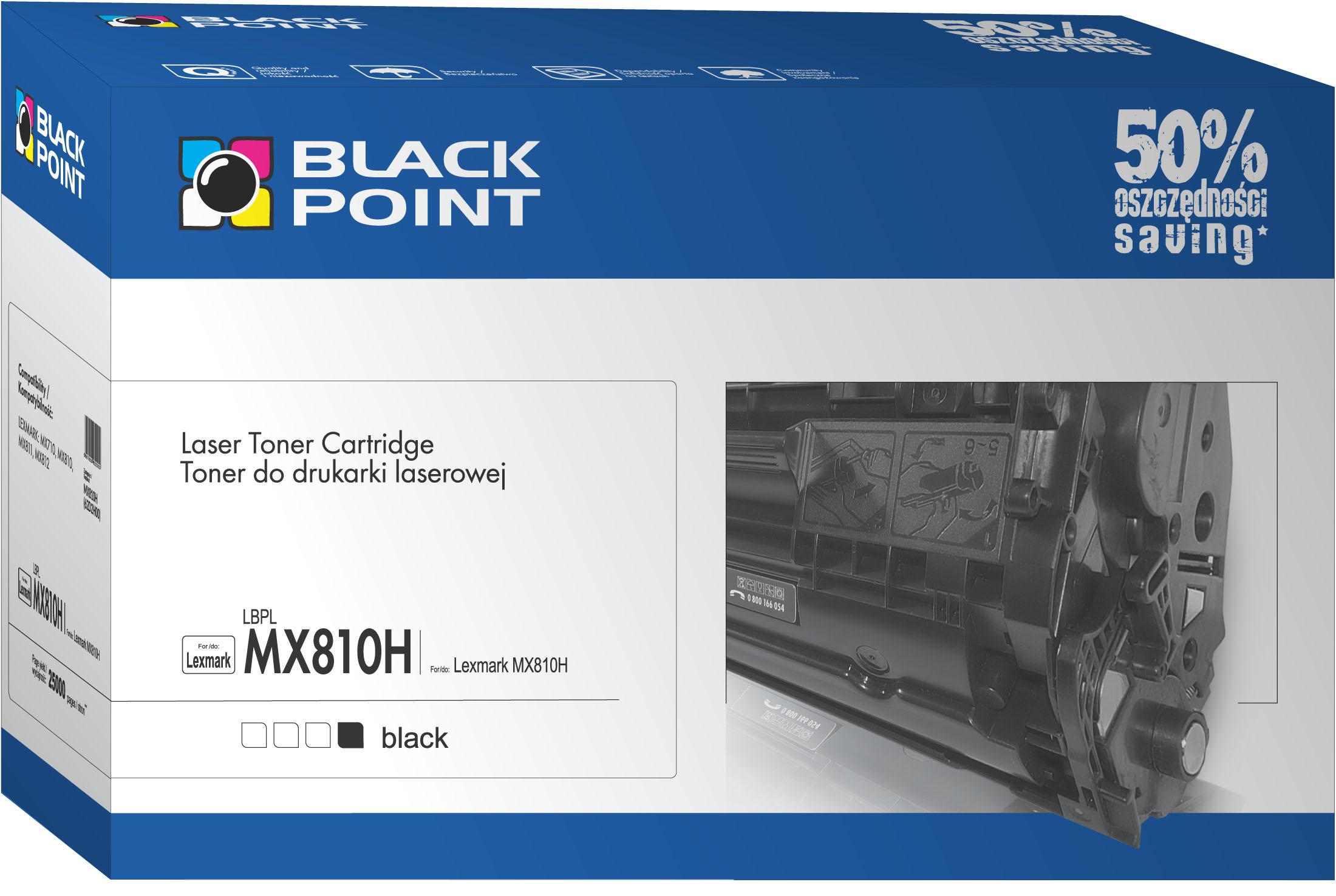 CMYK - Black Point toner LBPLMX810H zastępuje Lexmark 62D2H00, 25000 stron