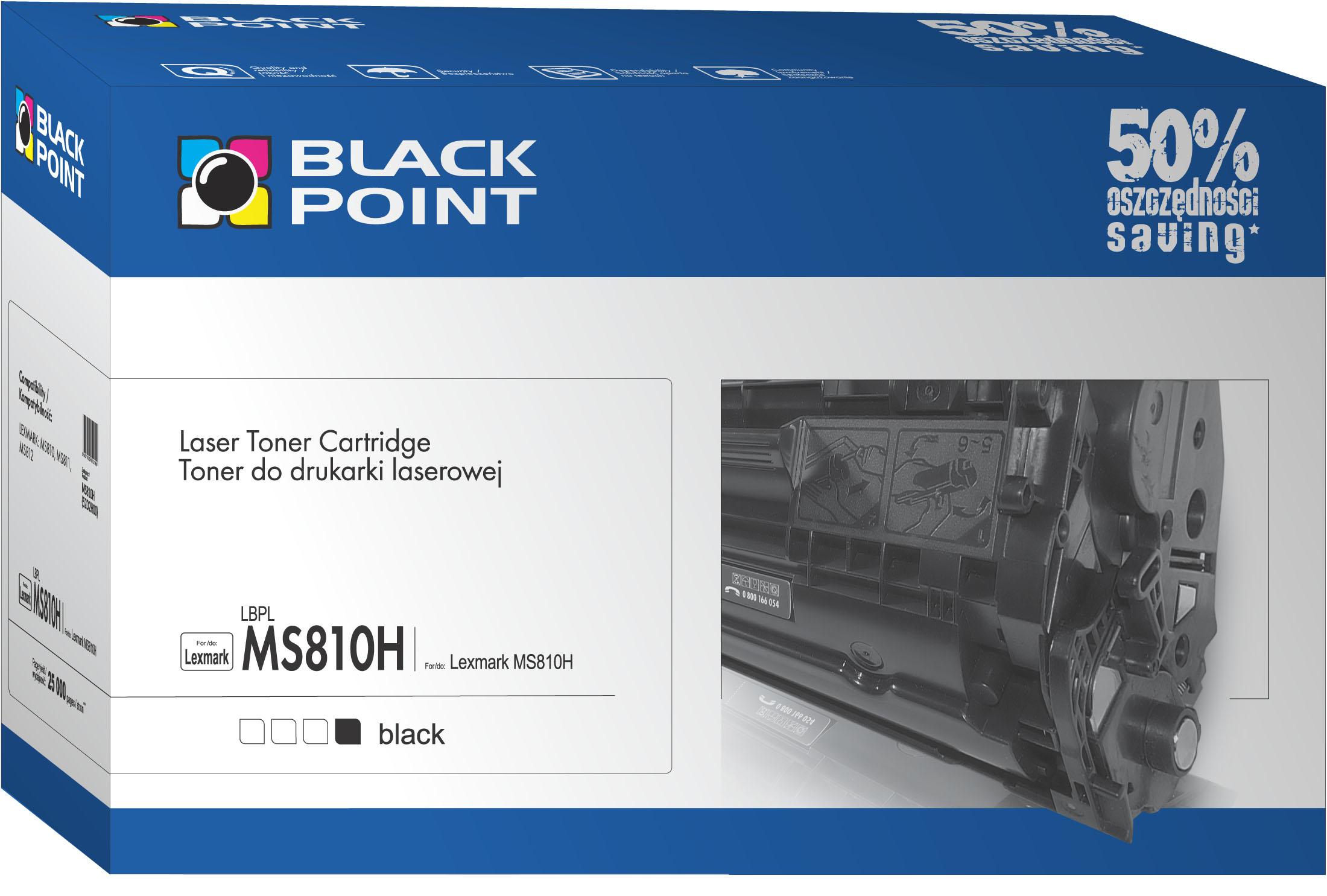 CMYK - Black Point toner LBPLMS810H zastępuje Lexmark 52D2H00, 25000 stron