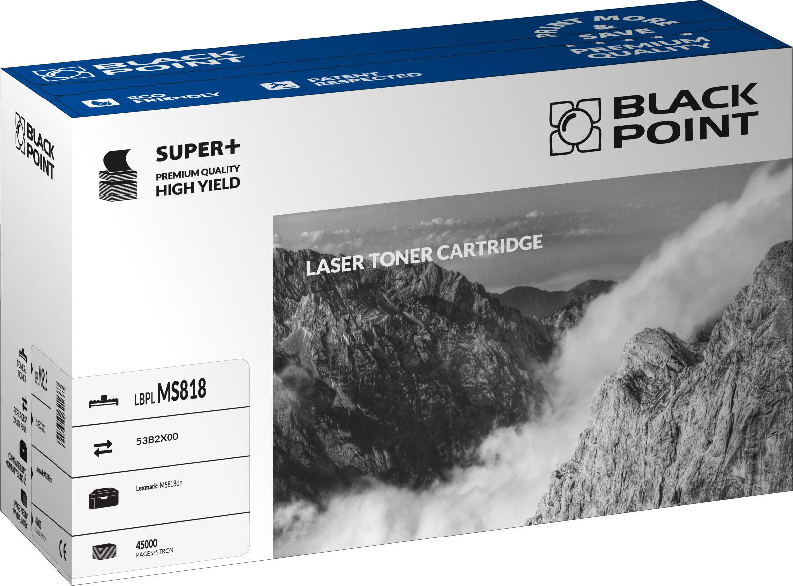 CMYK -  Black Point toner LBPLMS818 zastępuje Lexmark 53B2X00, black, 45000 stron.