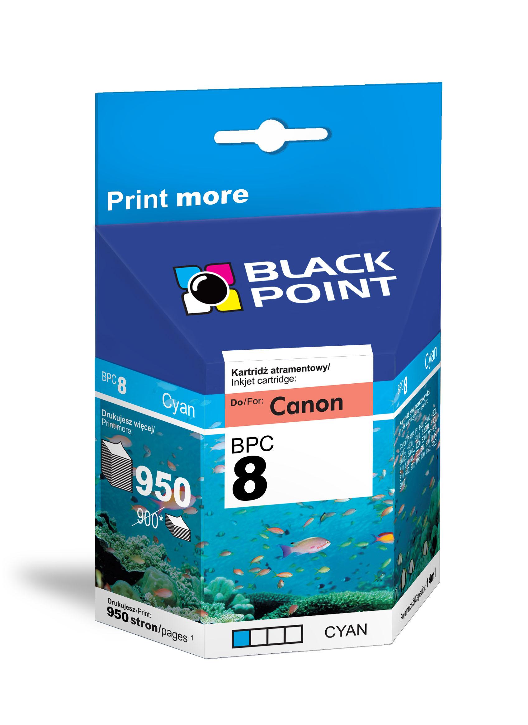 CMYK - Black Point tusz BPC8C zastępuje Canon CLI-8C, niebieski