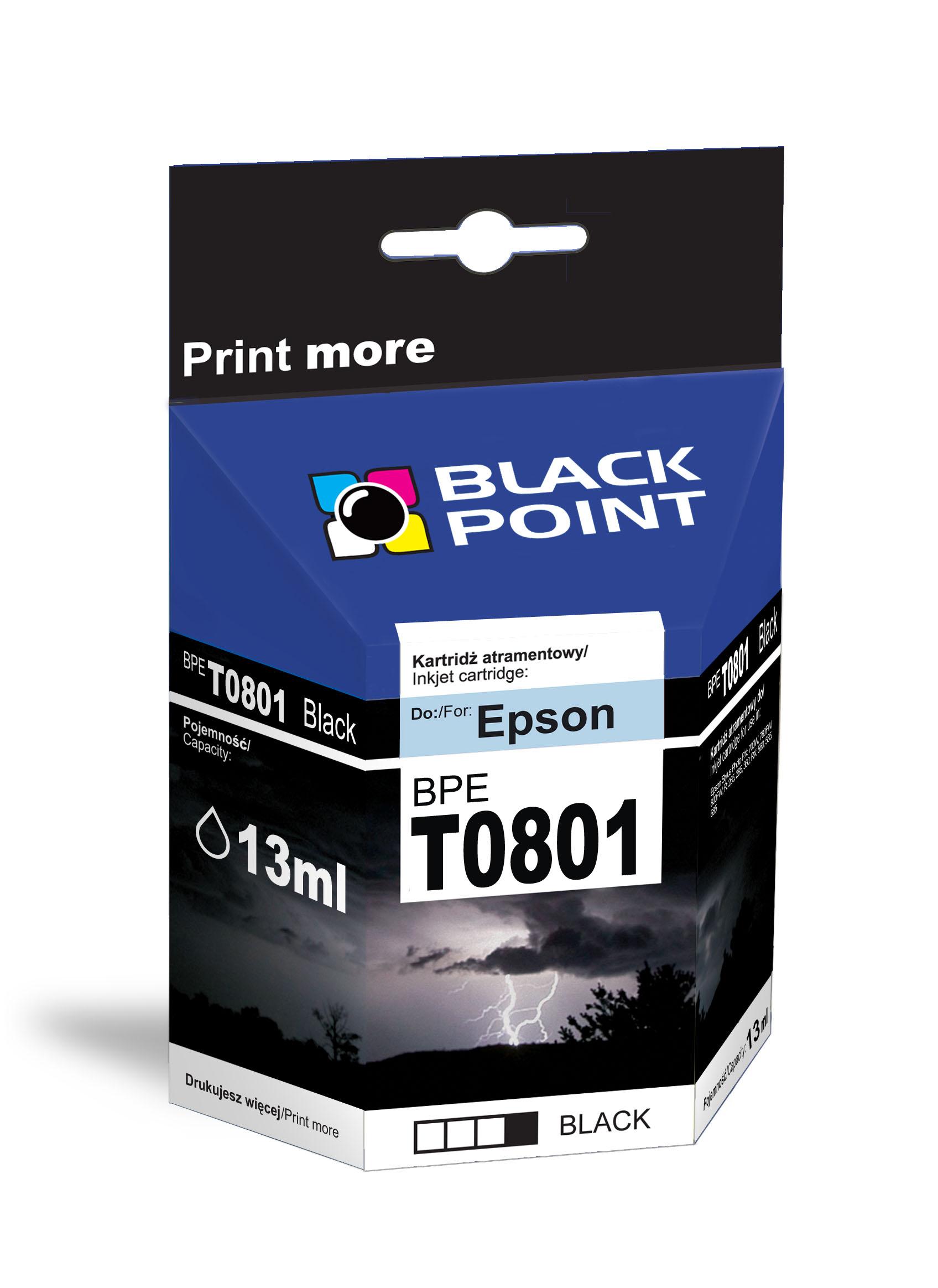 CMYK - Black Point tusz BPET0801 zastępuje Epson T0801, czarny