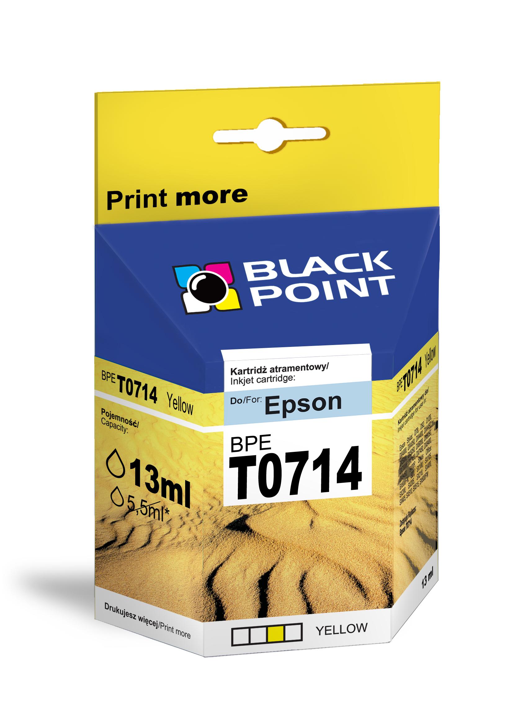 CMYK - Black Point tusz BPET0714 zastępuje Epson T0714, żółty