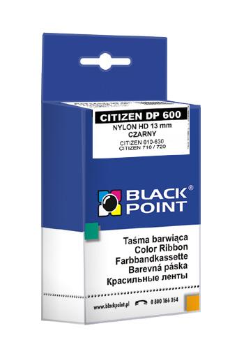 CMYK - Black Point taśma barwiąca KBPC600BL zastępuje Citizen DP 600 , czarna, 12,7 mm / 9,5 m