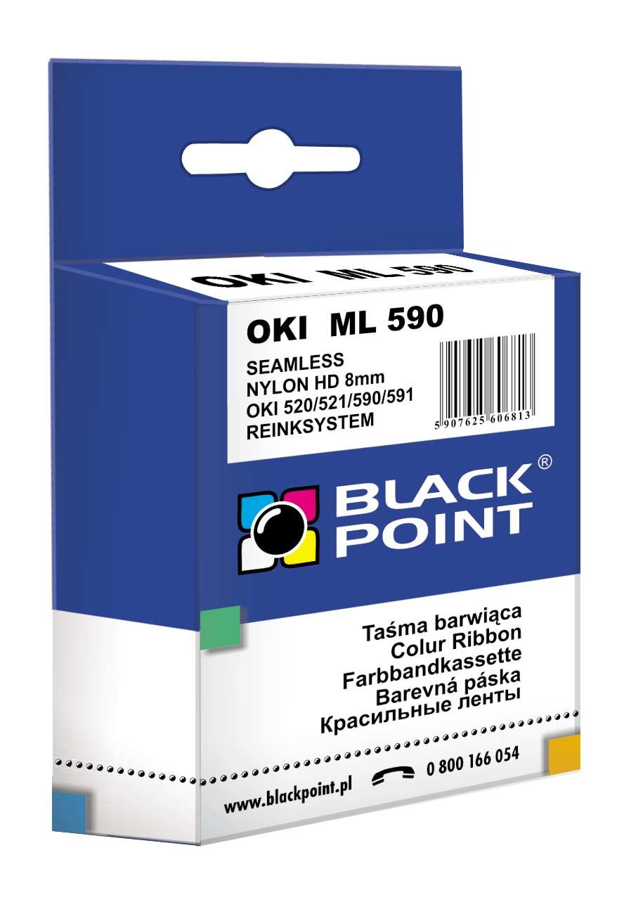 CMYK - Black Point taśma barwiąca KBPO520 zastępuje Oki ML 520 / 590, czarna, 8 mm / 1,8 m