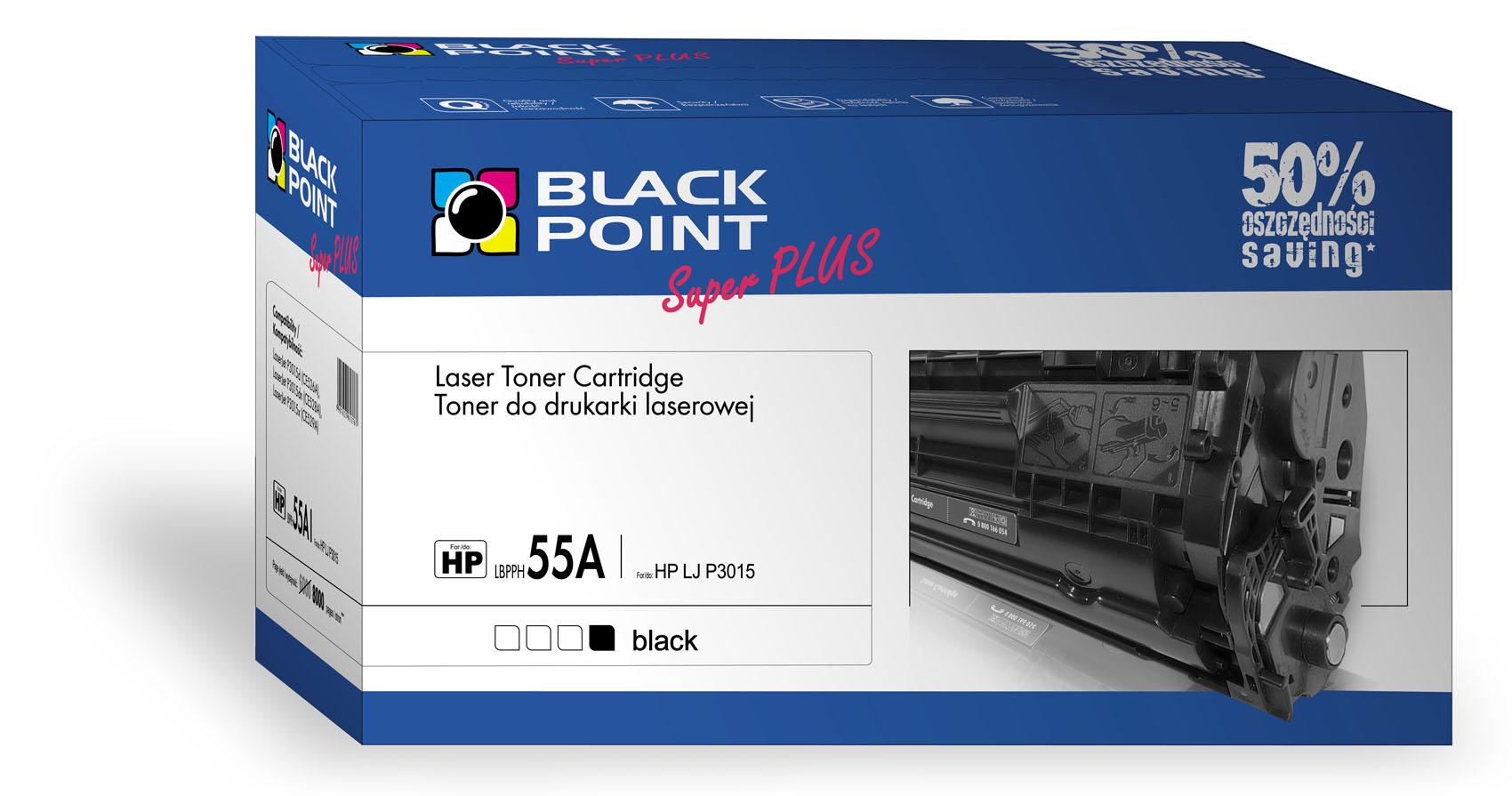 CMYK - Black Point toner LBPPH55A zastpuje HP CE255A / CRG-724, 8000 stron