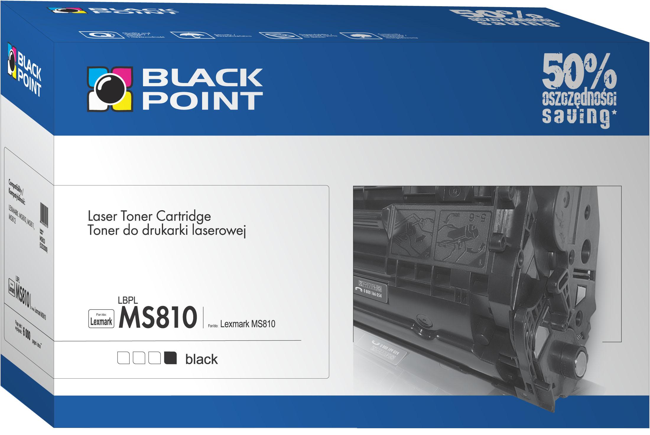 CMYK - Black Point toner LBPLMS810 zastępuje Lexmark 52D2000, 6000 stron