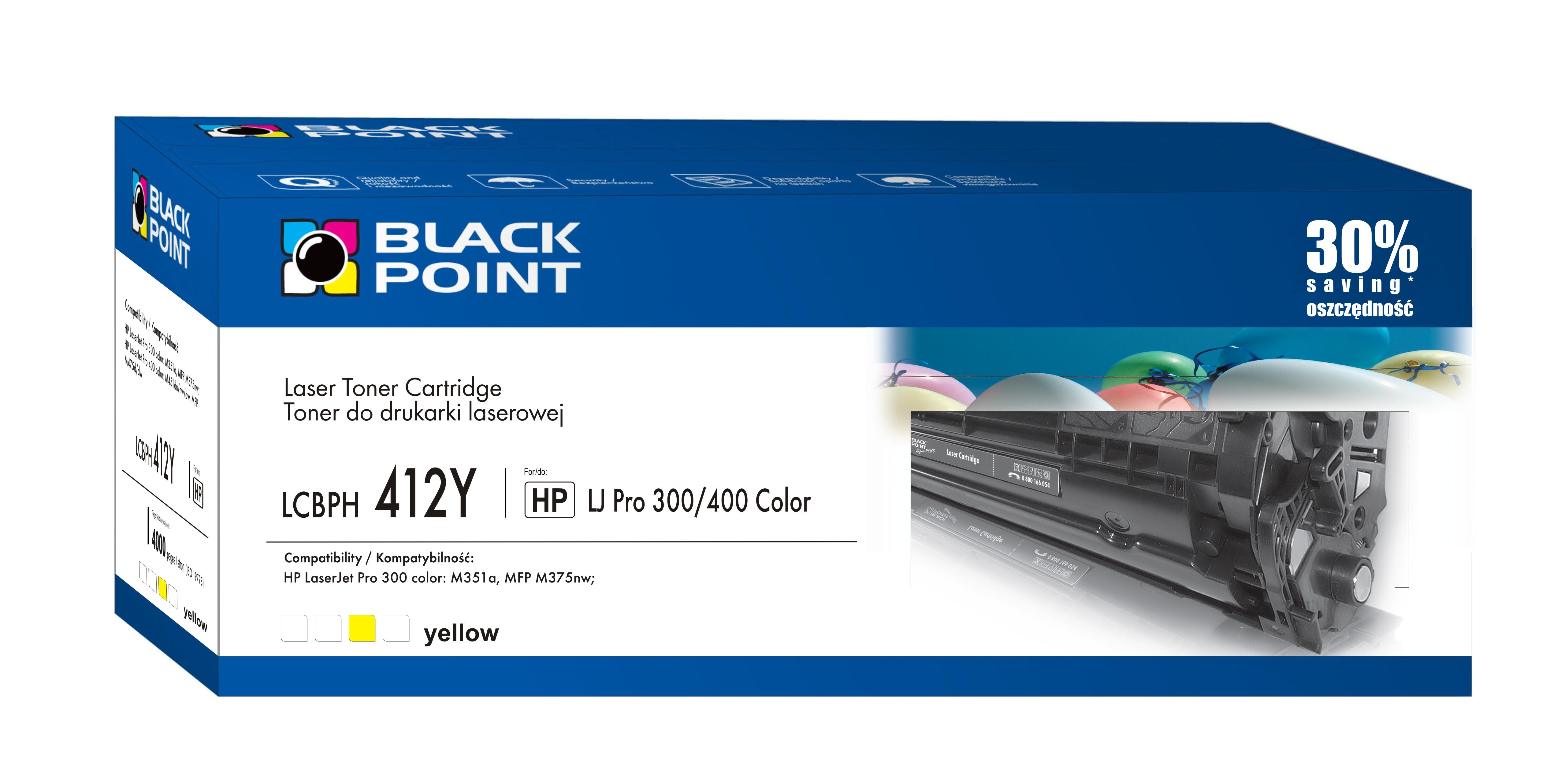 CMYK - Black Point toner LCBPH412Y zastpuje HP CE412A, ty