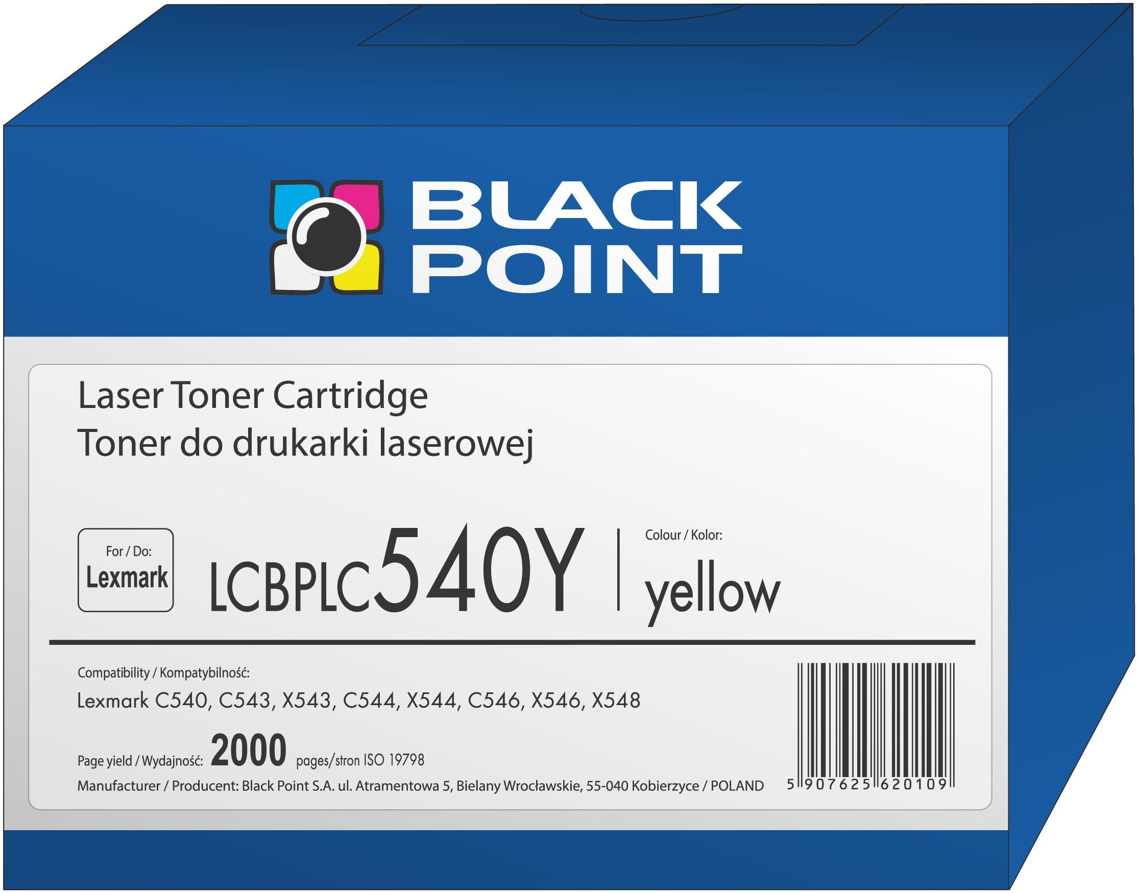 CMYK - Black Point toner LCBPLC540Y zastępuje Lexmark C540H1YG, żółty
