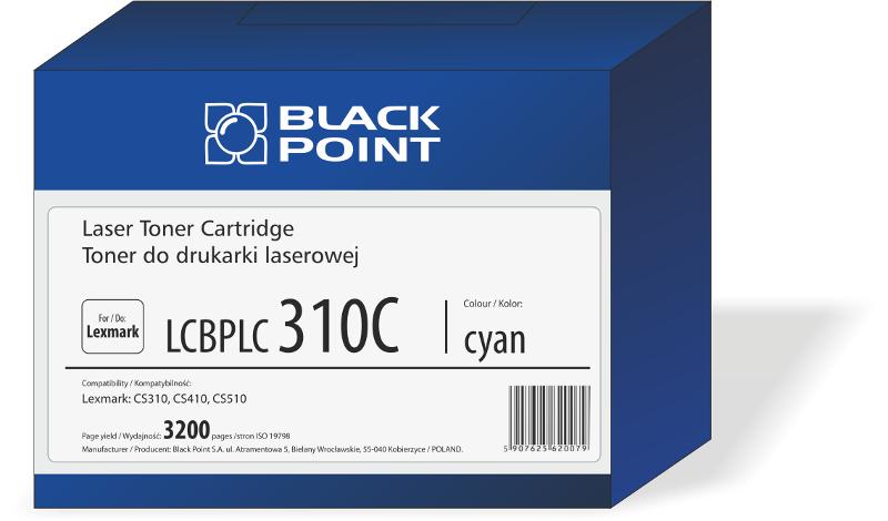 CMYK - Black Point toner LCBPLCS310C zastępuje Lexmark 70C2HC0 , niebieski