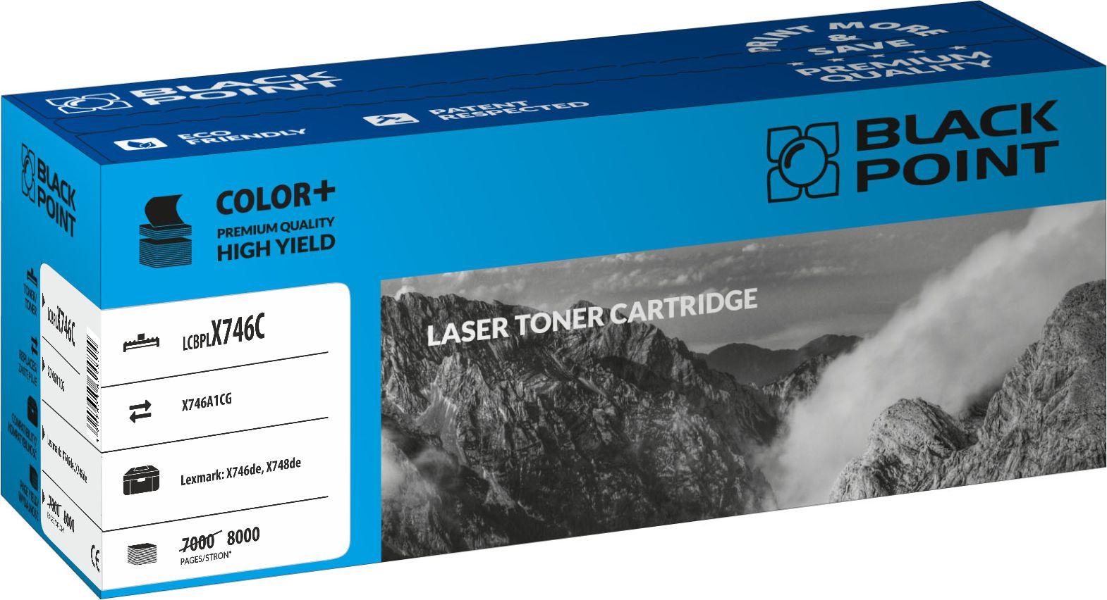 CMYK - Black Point toner LCBPLX746C zastpuje Lexmark C746A2CG / X746A1CG, niebieski