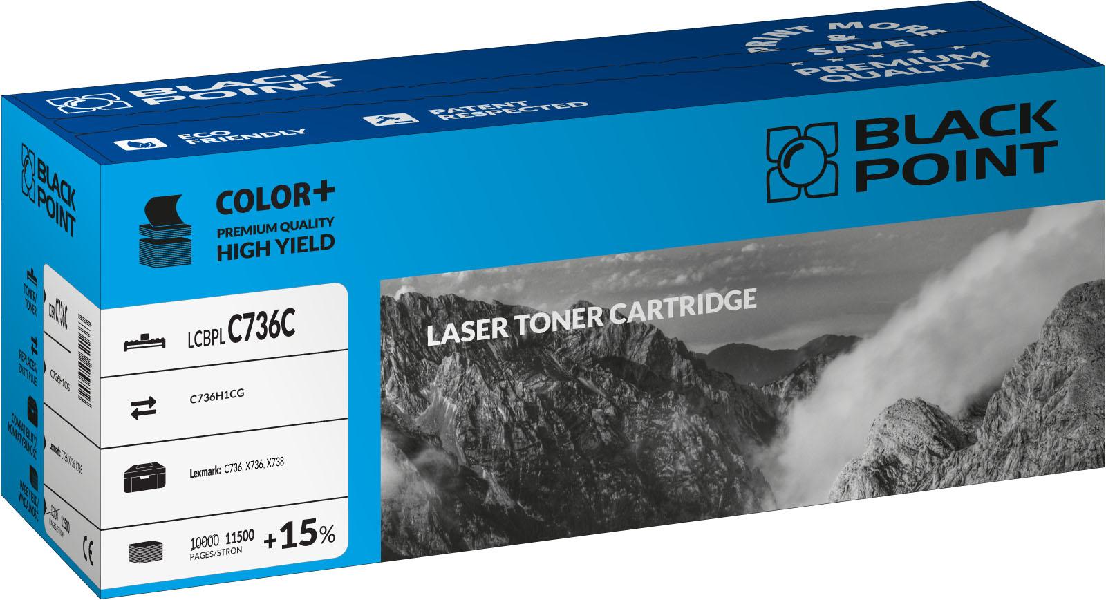 CMYK - Black Point toner LCBPLC736C zastpuje Lexmark C736H1CG, niebieski