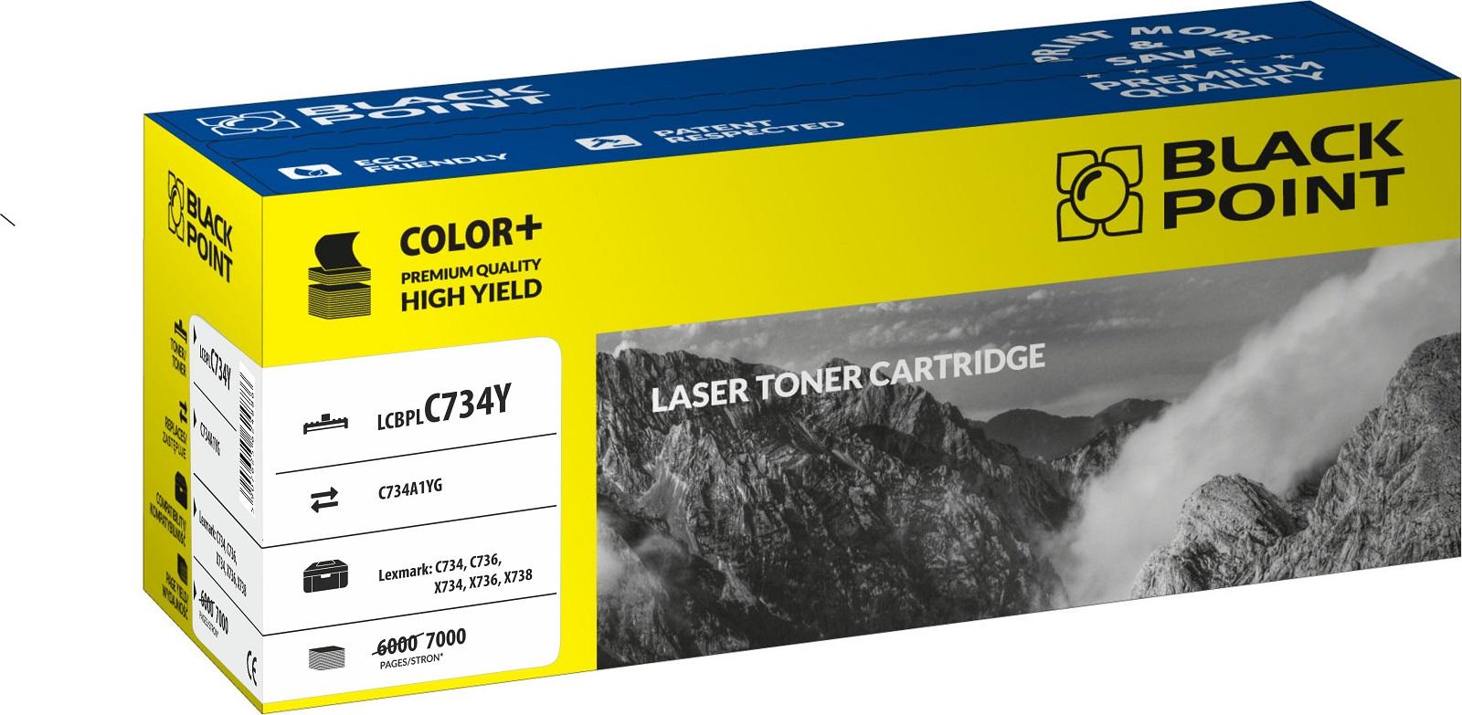 CMYK - Black Point toner LCBPLC734Y zastpuje Lexmark C734A1YG, ty