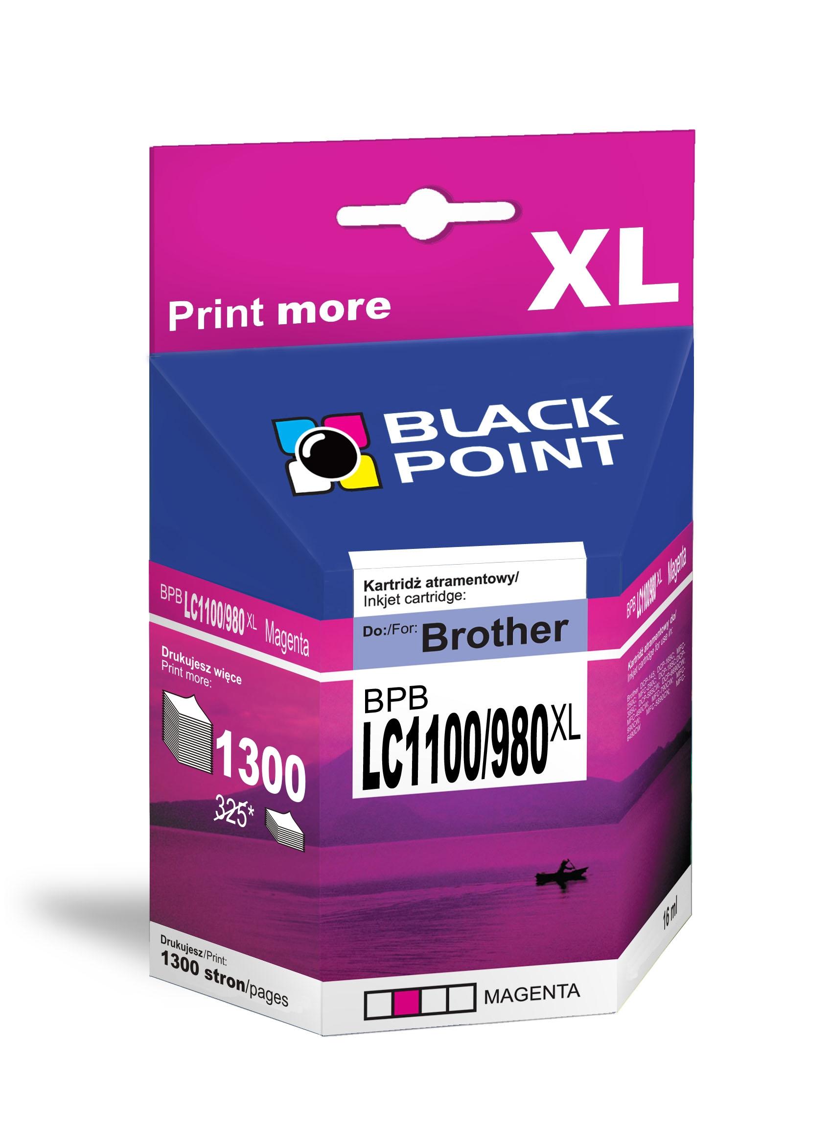 CMYK - Black Point tusz BPB980/985/1100XLM zastpuje Brother LC-980/985/1100M, czerwony