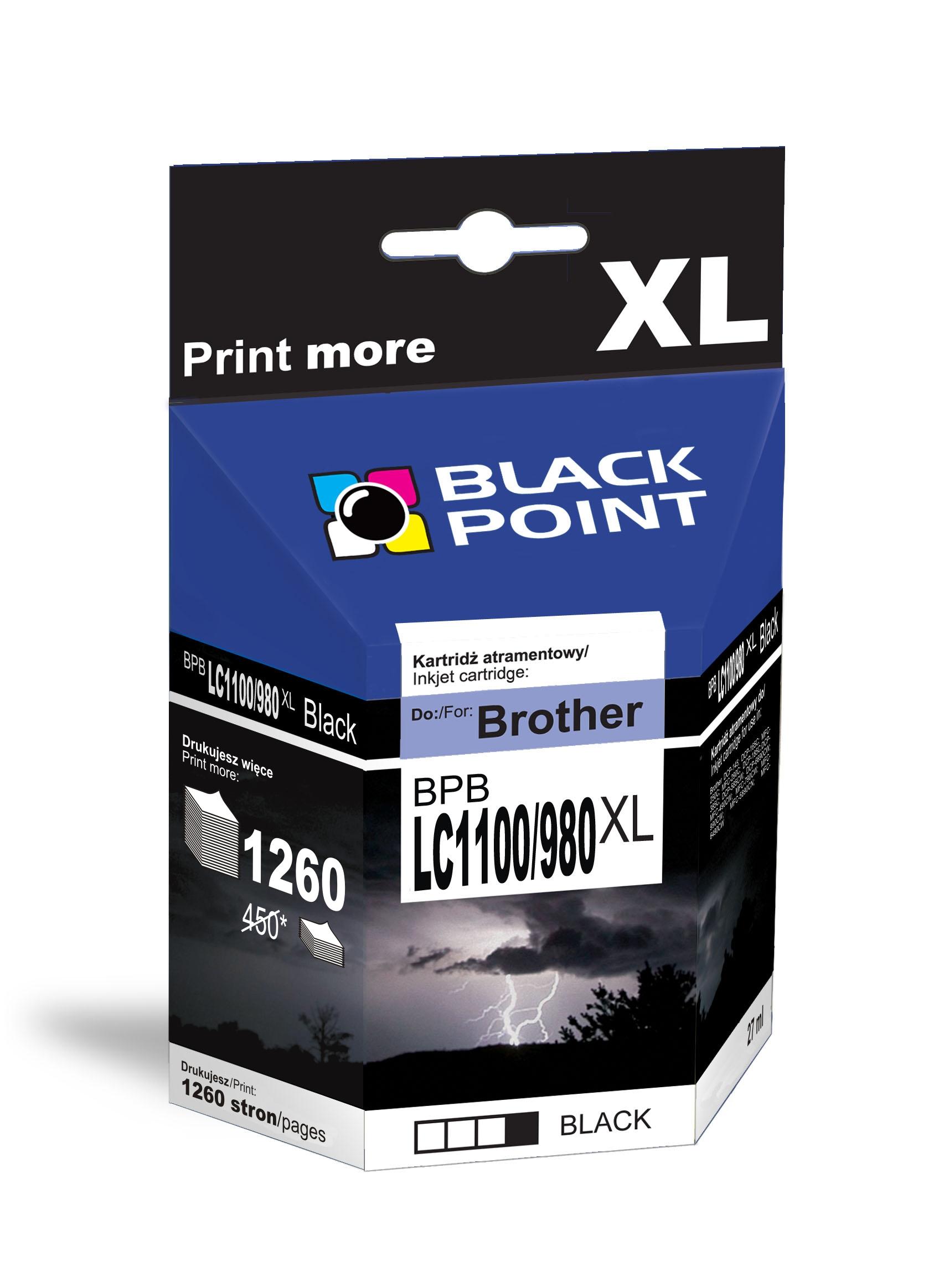 CMYK - Black Point tusz BPBLC1100/980XLBK zastępuje Brother LC1100/980BK, czarny