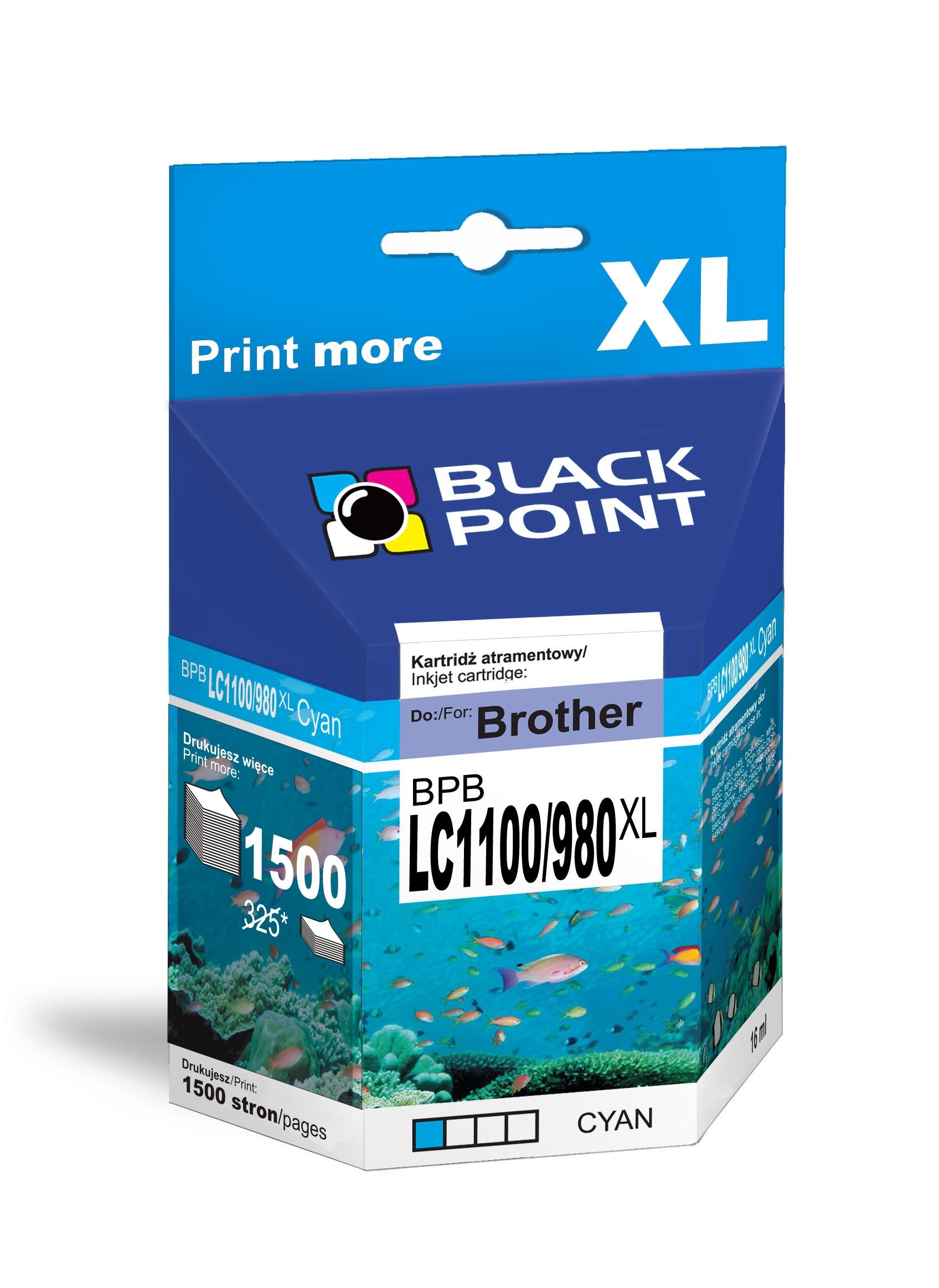 CMYK - Black Point tusz BPBLC1100/980XLC zastępuje Brother LC1100/980C, niebieski