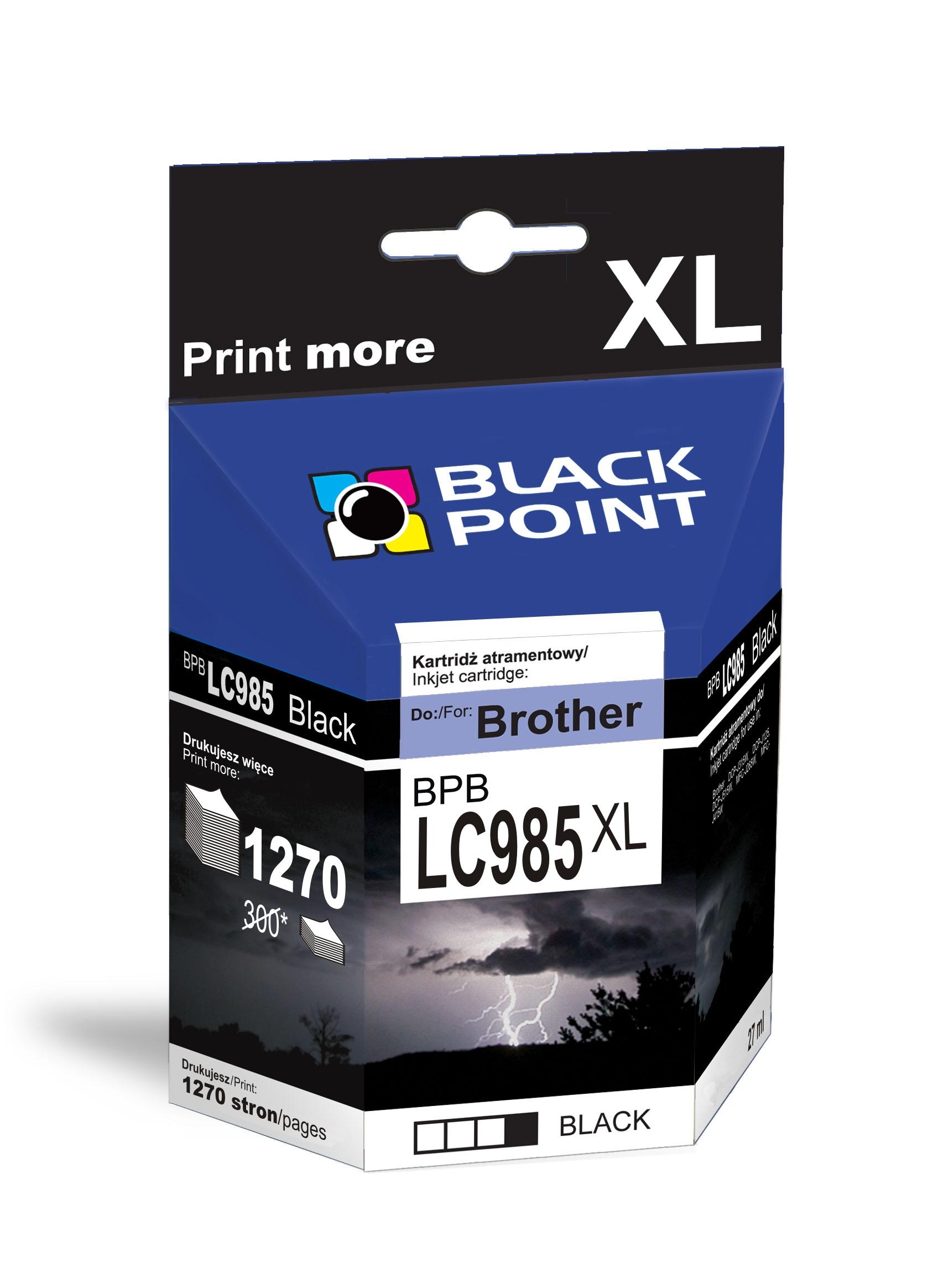 CMYK - Black Point tusz BPBLC985XLBK zastpuje Brother LC985BK, czarny