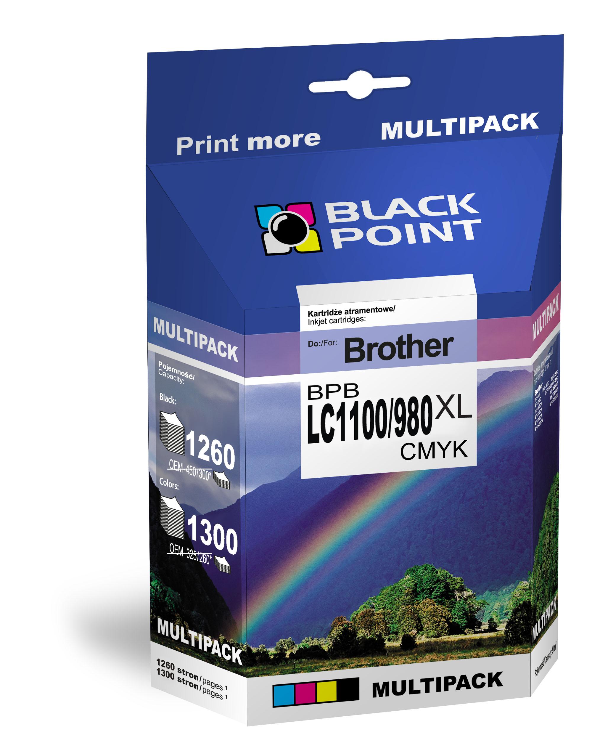 CMYK - Black Point tusz BPB980/985/1100CMYK zastpuje Brother LC-980/985/1100, MULTIPACK (CMYK)