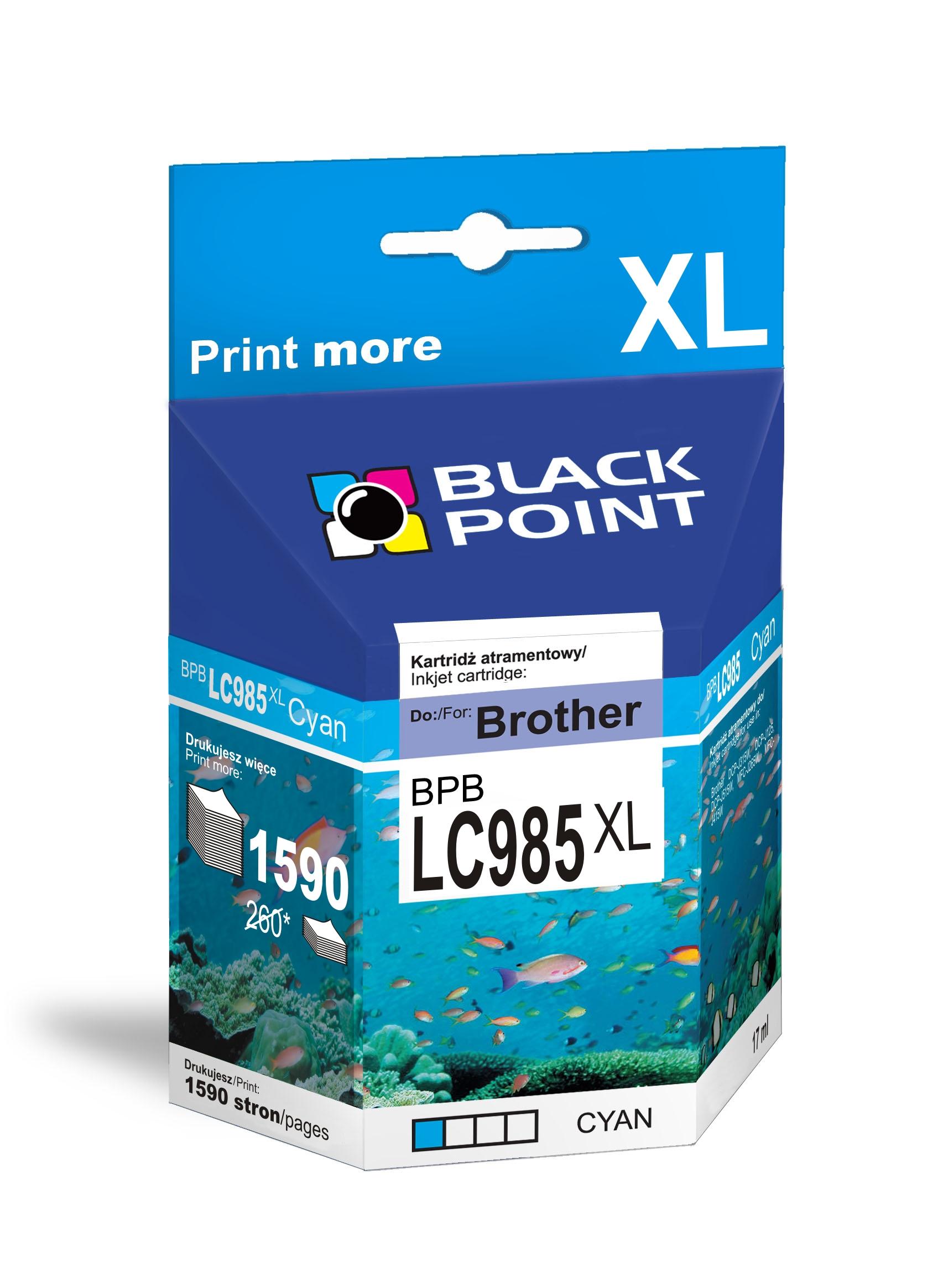 CMYK - Black Point tusz BPBLC985XLC zastpuje Brother LC985C, niebieski