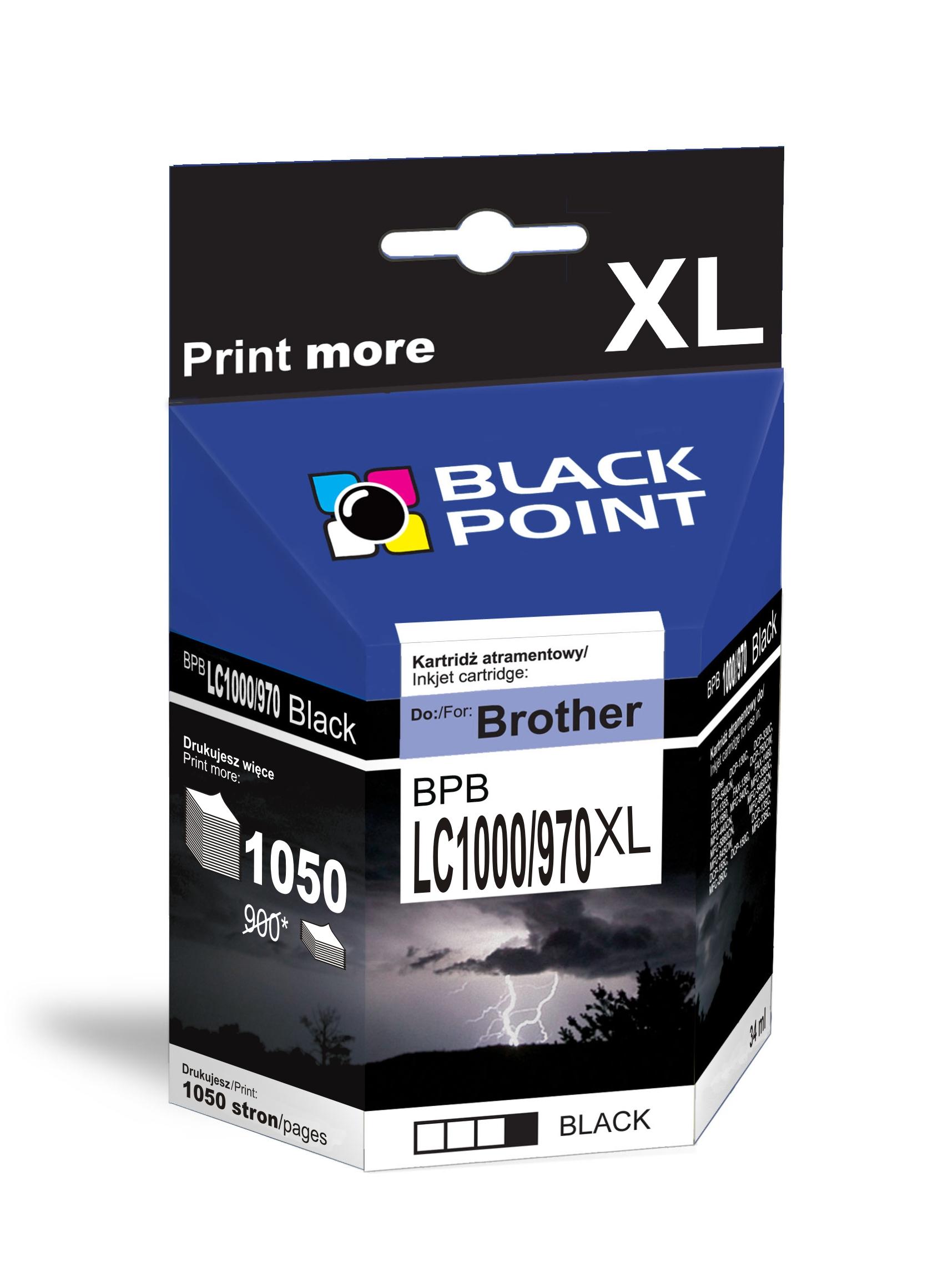 CMYK - Black Point tusz BPBLC1000/970XLBK zastpuje Brother LC1000/970BK, czarny