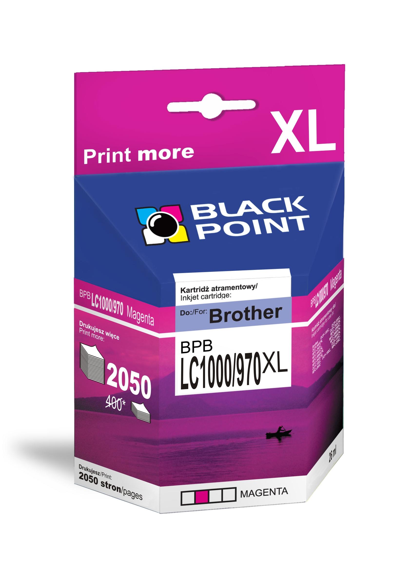 CMYK - Black Point tusz BPBLC1000/970XLM zastępuje Brother LC1000/970M, czerwony