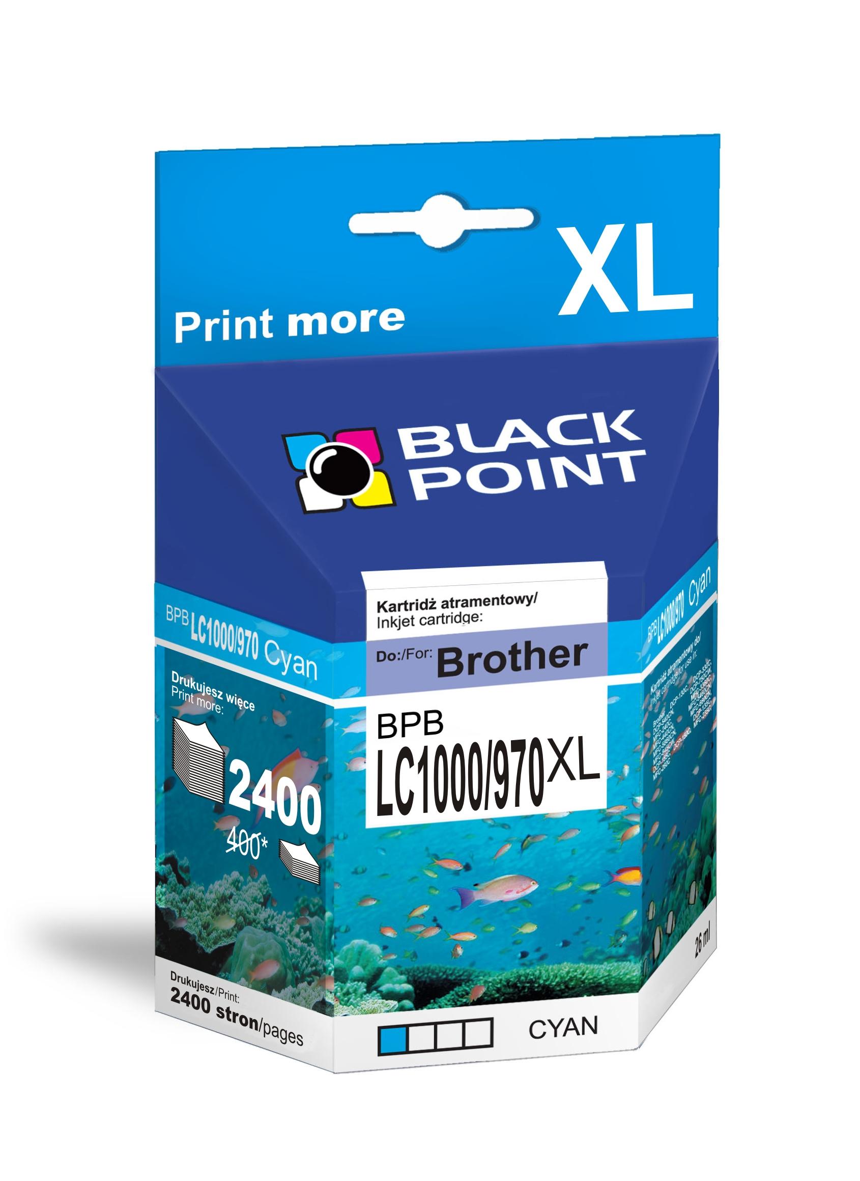 CMYK - Black Point tusz BPBLC1000/970XLC zastpuje Brother LC1000/970C, niebieski