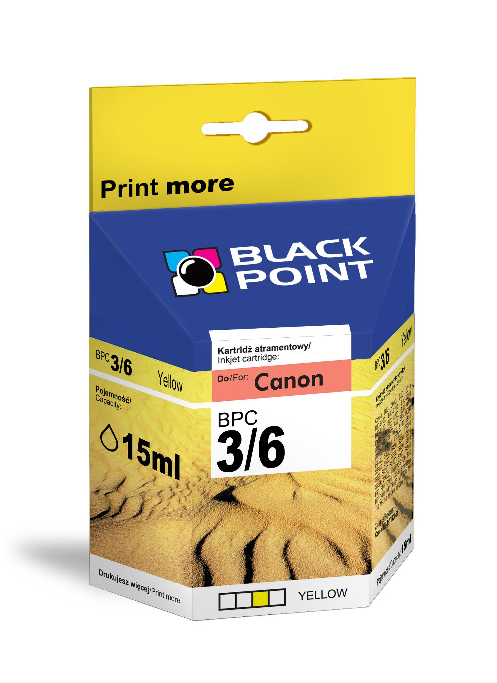 CMYK - Black Point tusz BPC3/6Y zastępuje Canon BCI-3Y / BCI-6Y, żółty