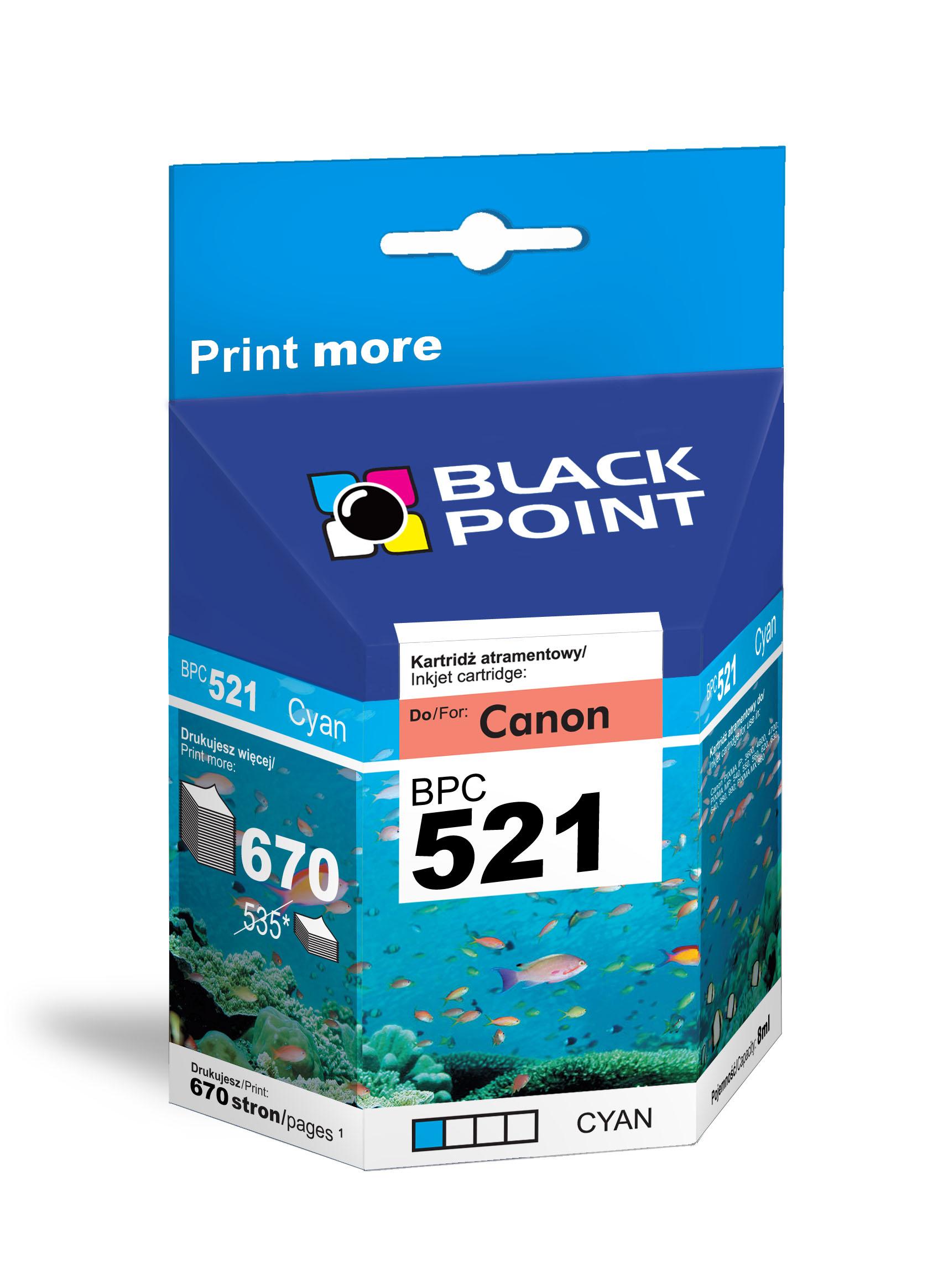 CMYK - Black Point tusz BPC521C zastpuje Canon CLI-521C, niebieski