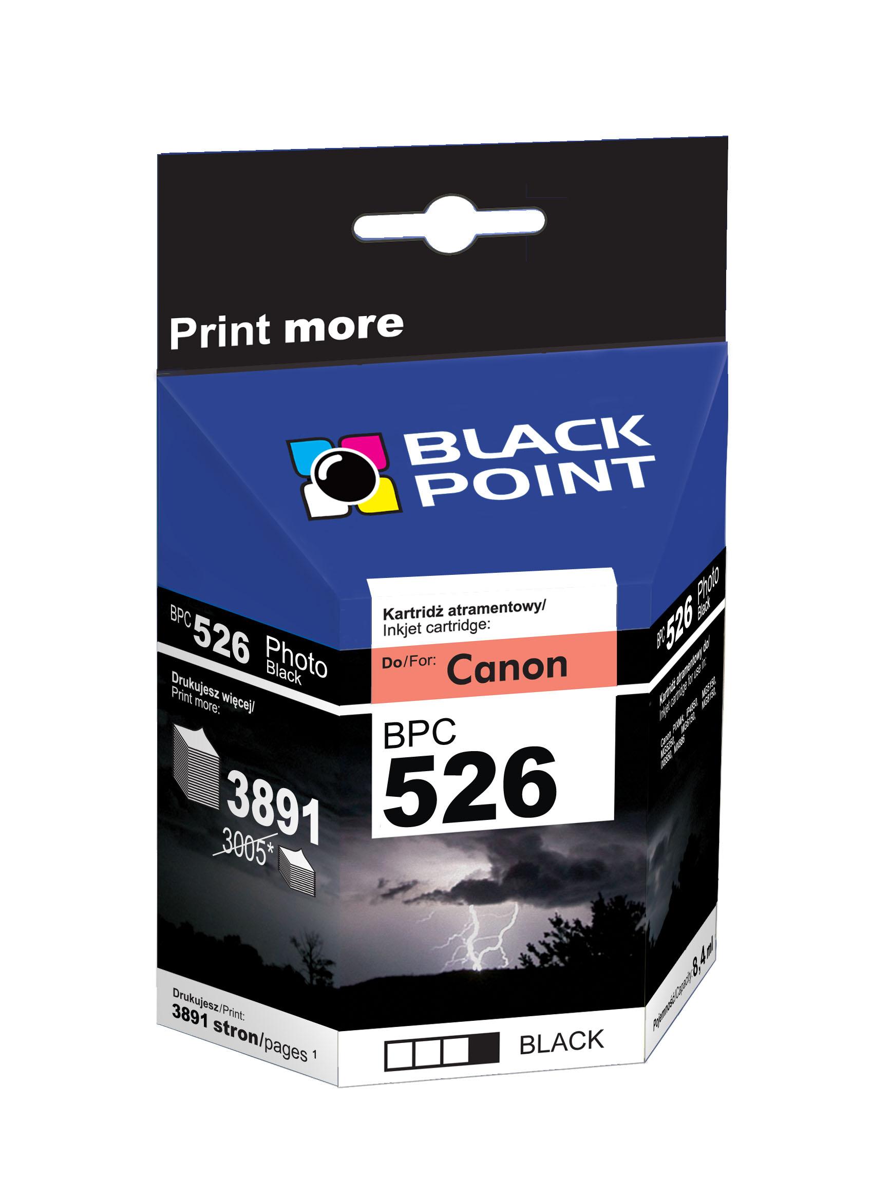 CMYK - Black Point tusz BPC526BK zastpuje Canon CLI-526BK, foto