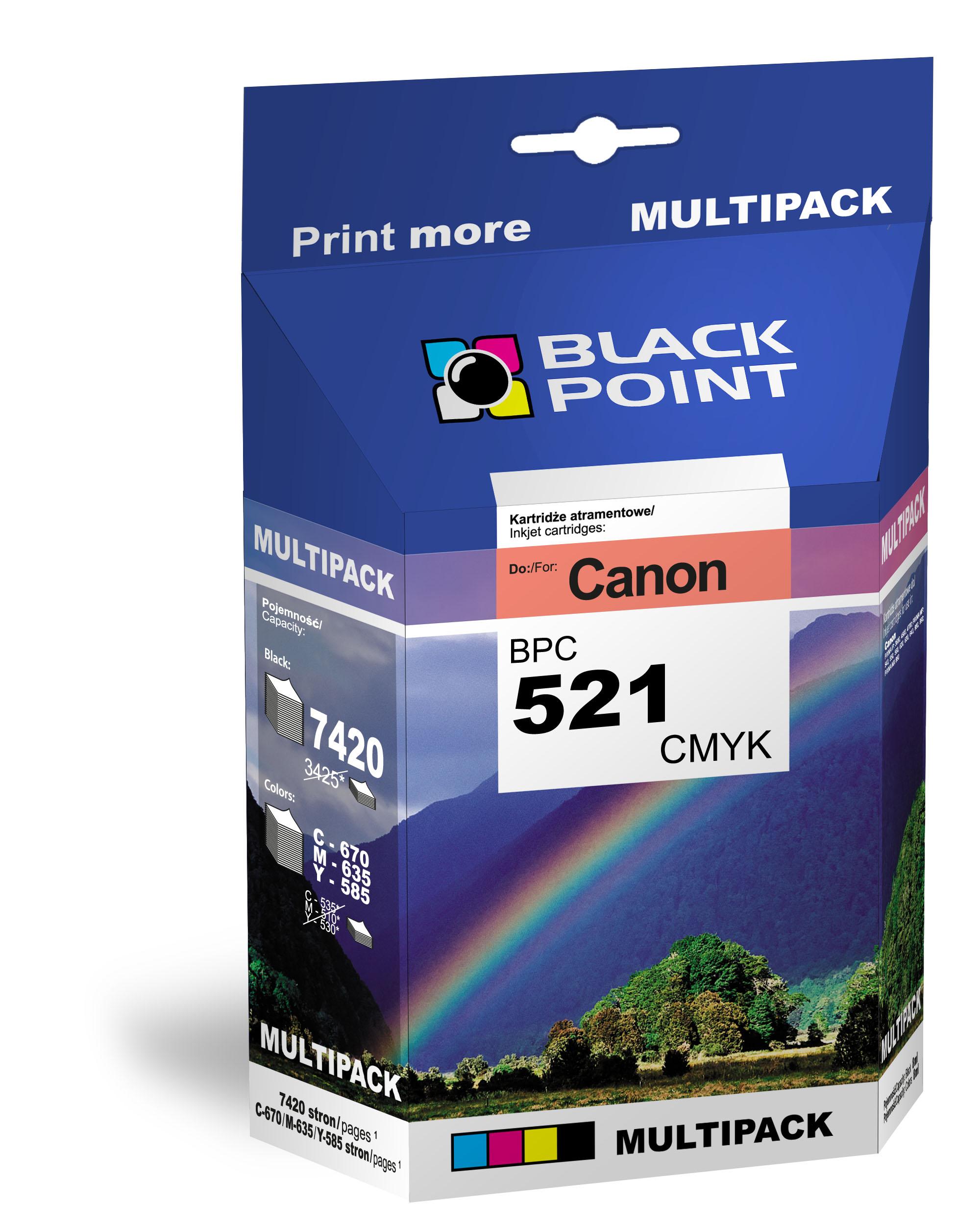 CMYK - Black Point tusz BPC521CMYK zastpuje Canon b.d., MULTIPACK (CMYK)