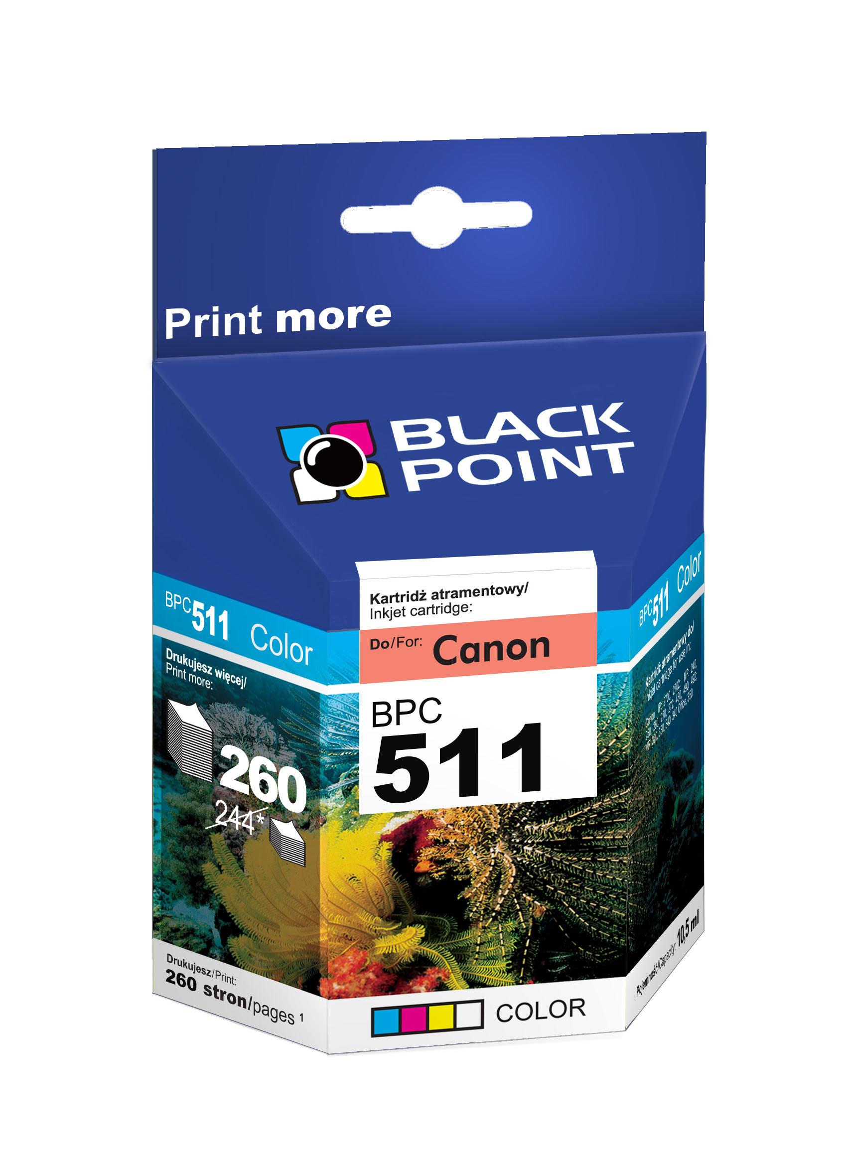 CMYK - Black Point tusz BPC511 zastpuje Canon CL-511, trjkolorowy