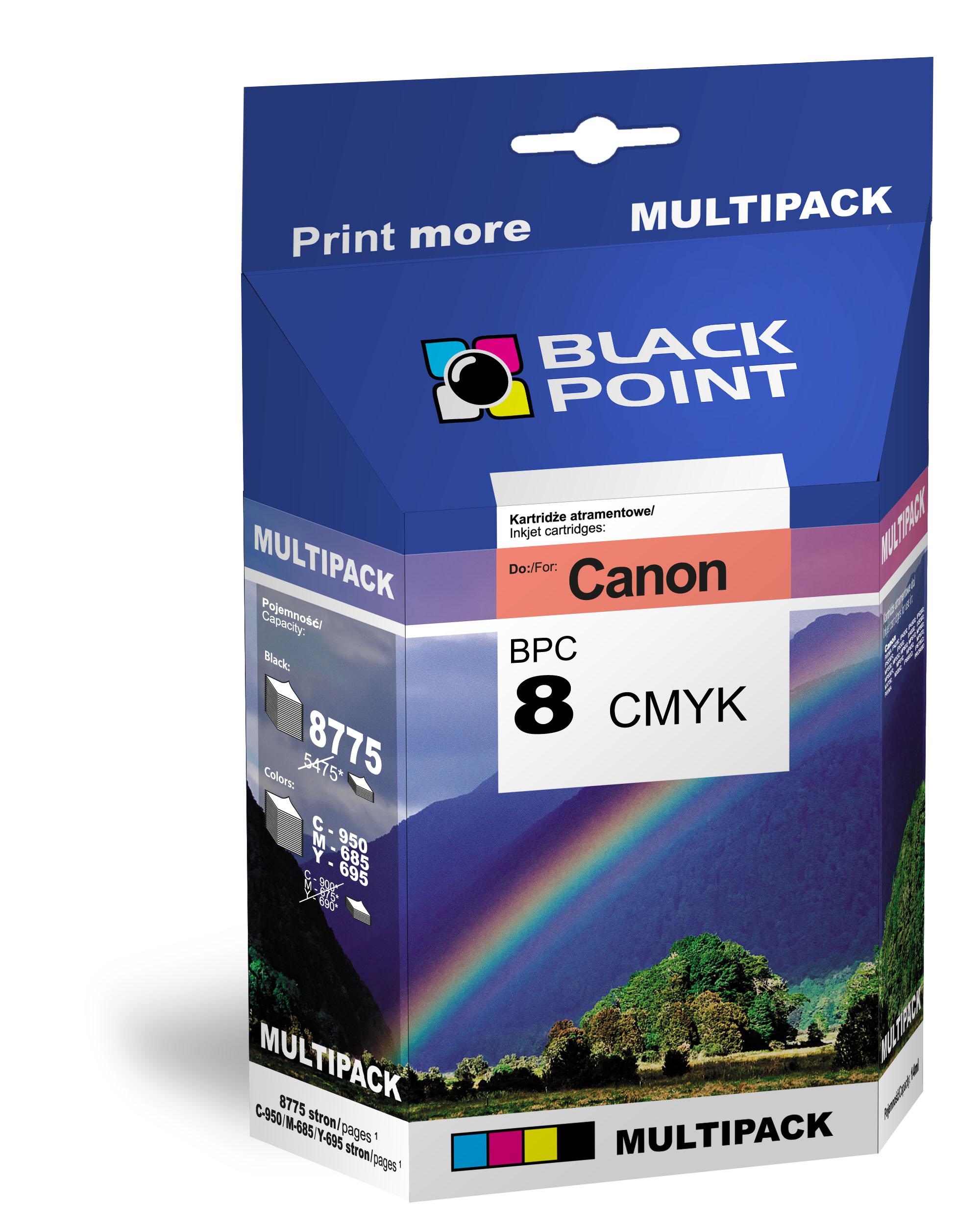 CMYK - Black Point tusz BPC8CMYK zastpuje Canon b.d., MULTIPACK (CMYK)