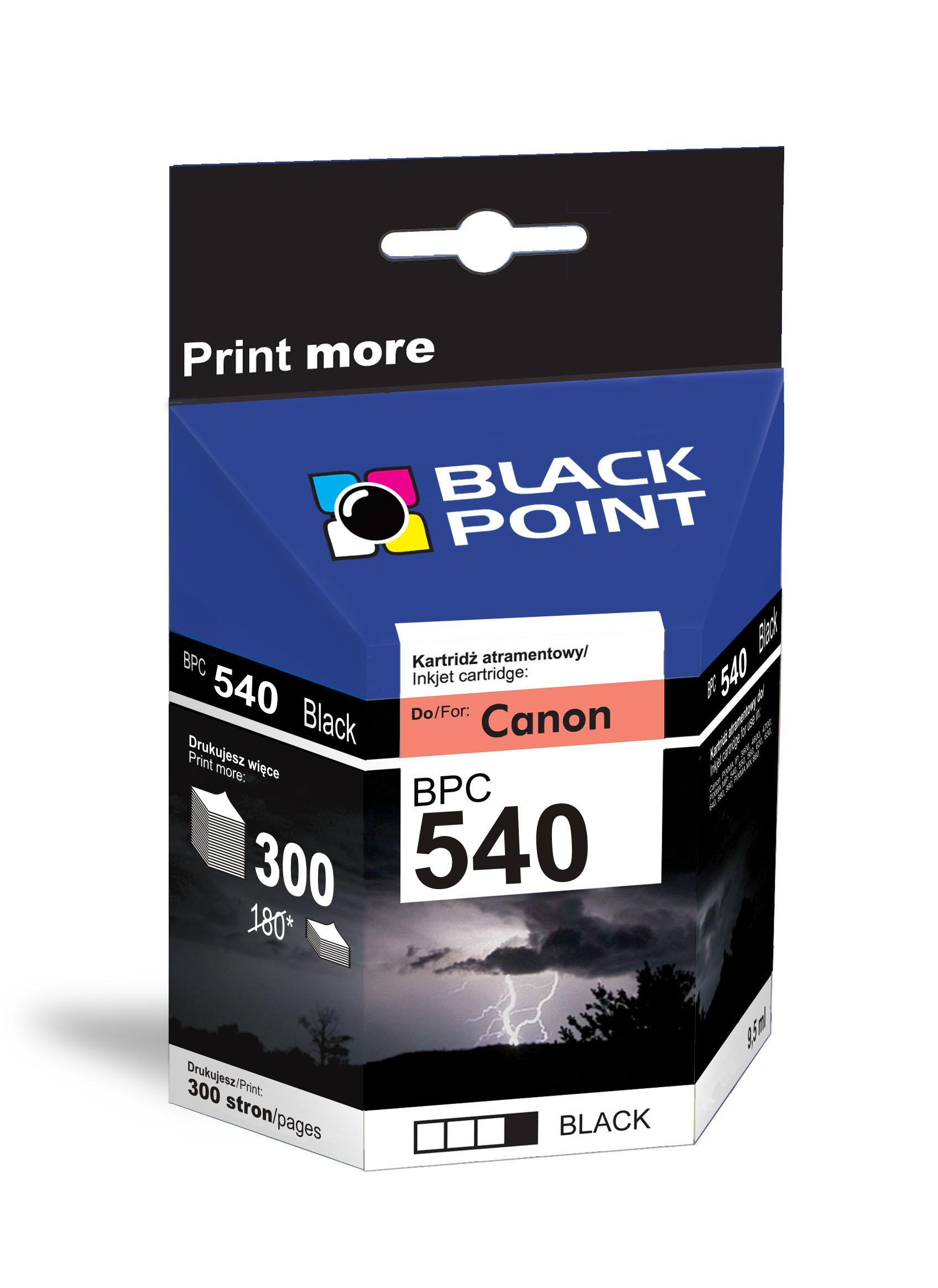 CMYK - Black Point tusz BPC540 zastępuje Canon PG-540, czarny