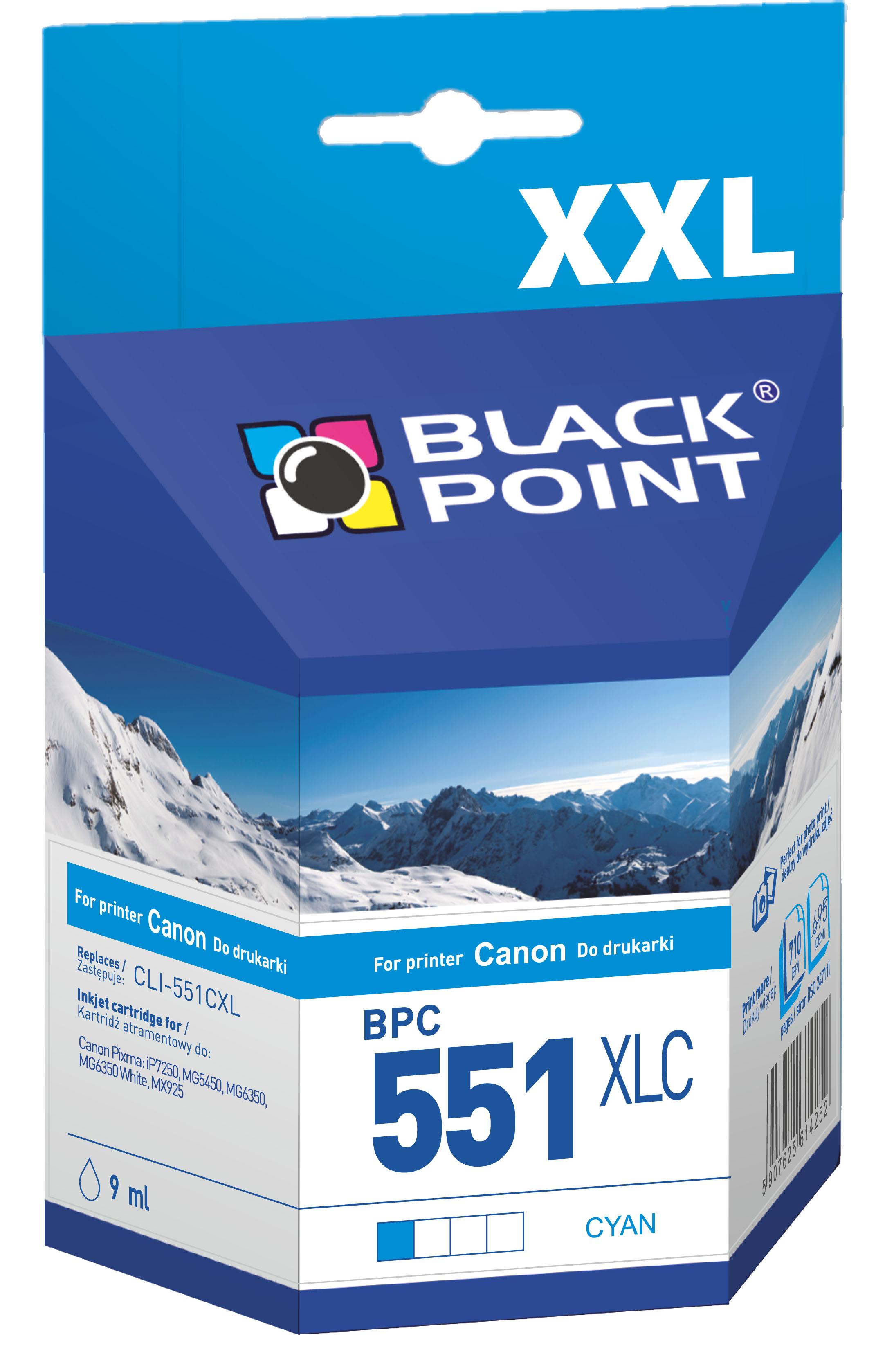 CMYK - Black Point tusz BPC551XLC zastępuje Canon CLI-551CXL, niebieski