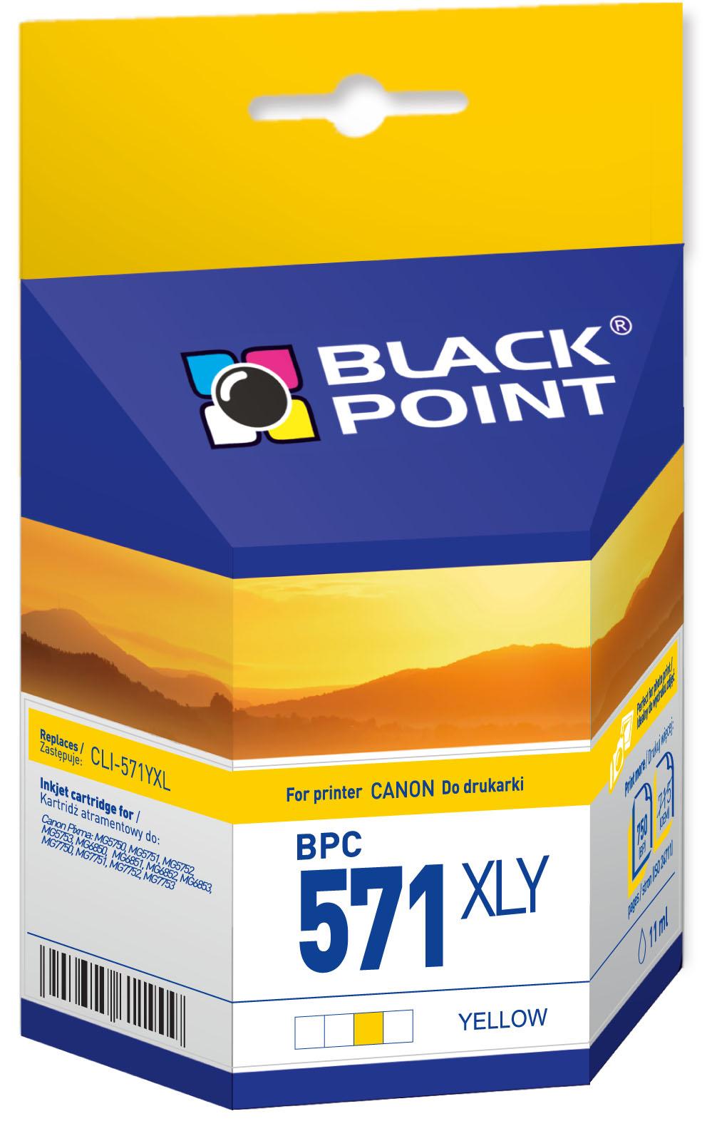 CMYK - Black Point tusz BPC571XLY zastpuje Canon CLI-571YXL, ty 