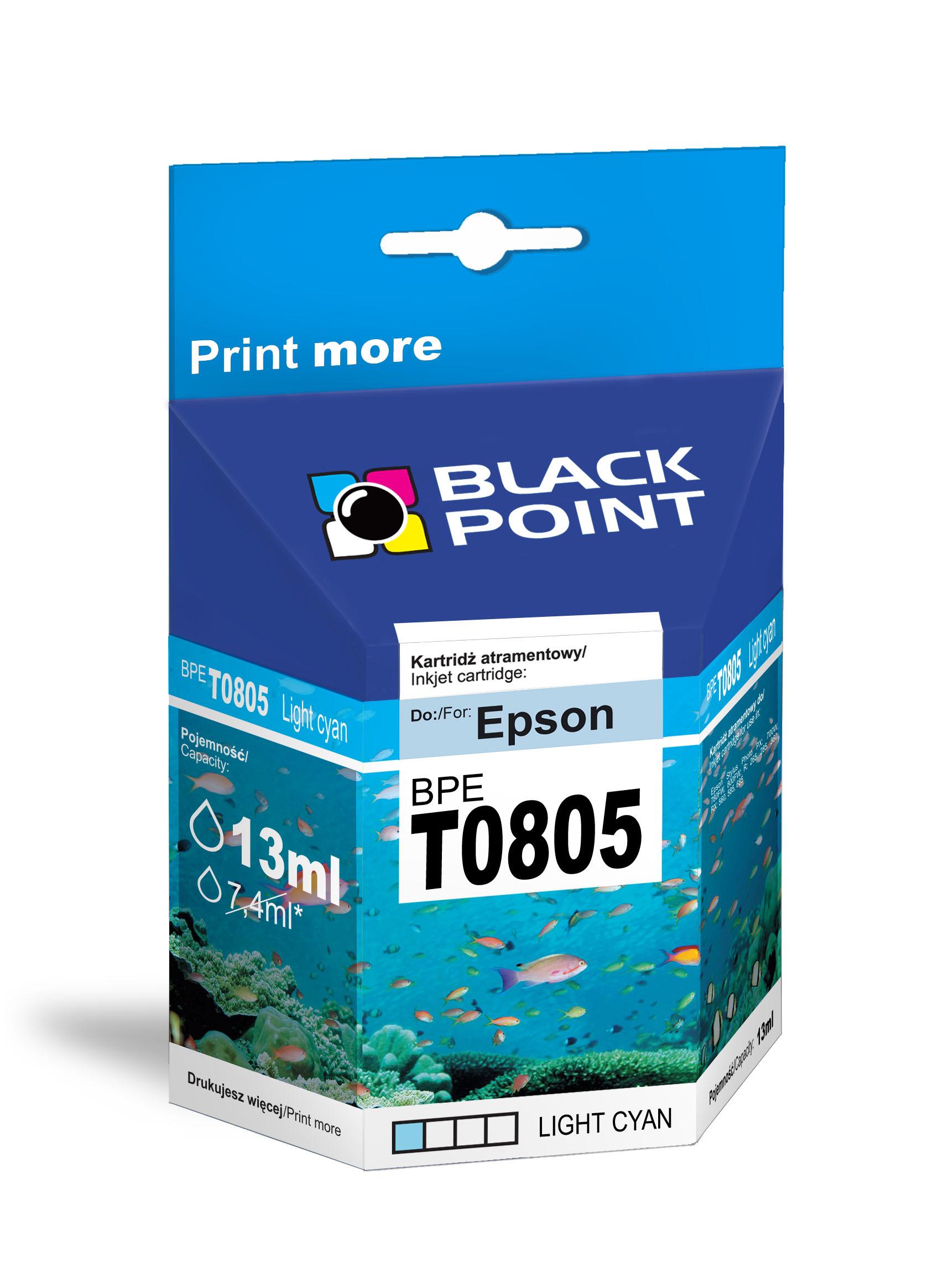 CMYK - Black Point tusz BPET0805 zastępuje Epson T0805, foto niebieski
