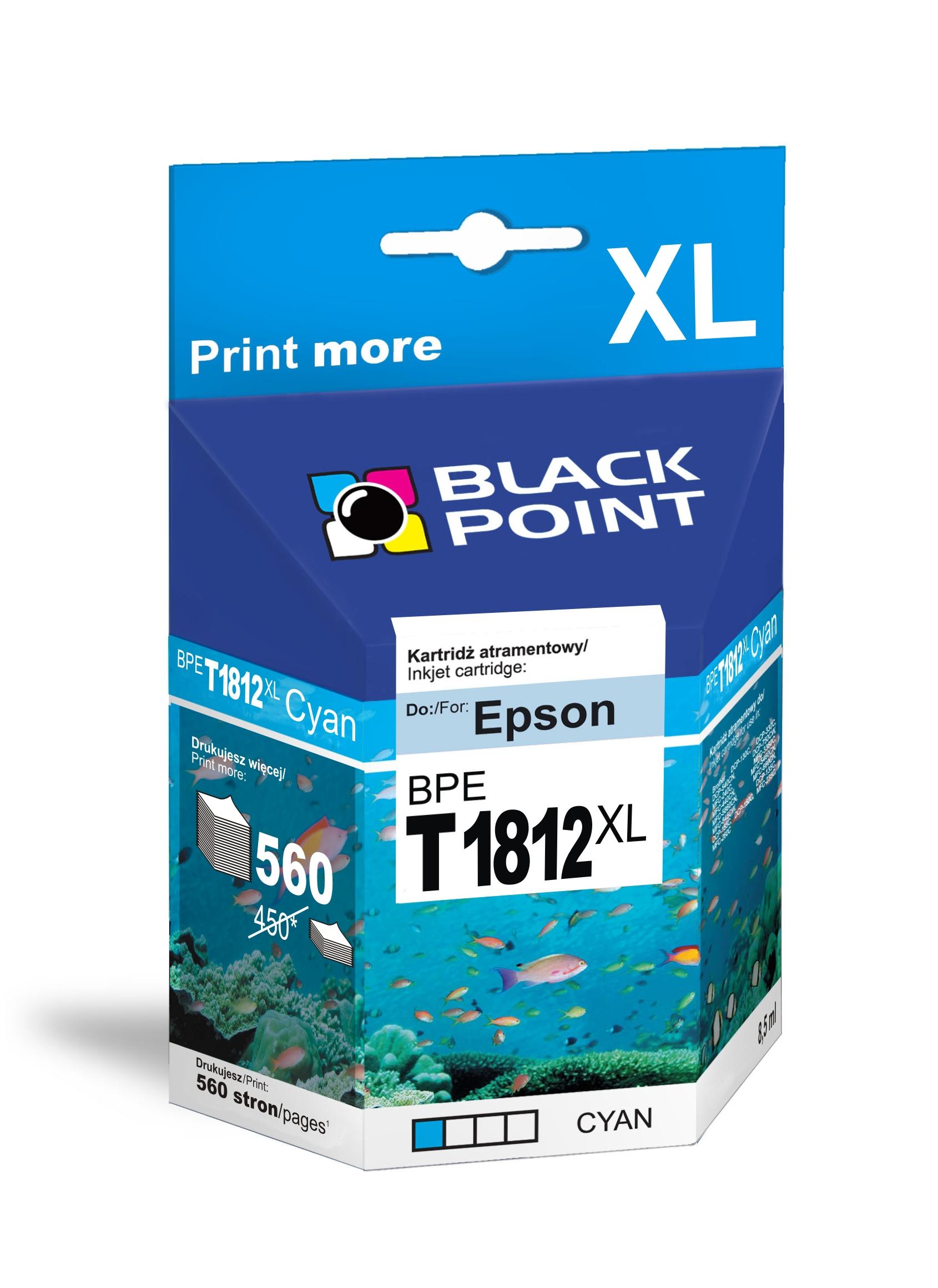 CMYK - Black Point tusz BPET1812XL zastpuje Epson T1812, niebieski