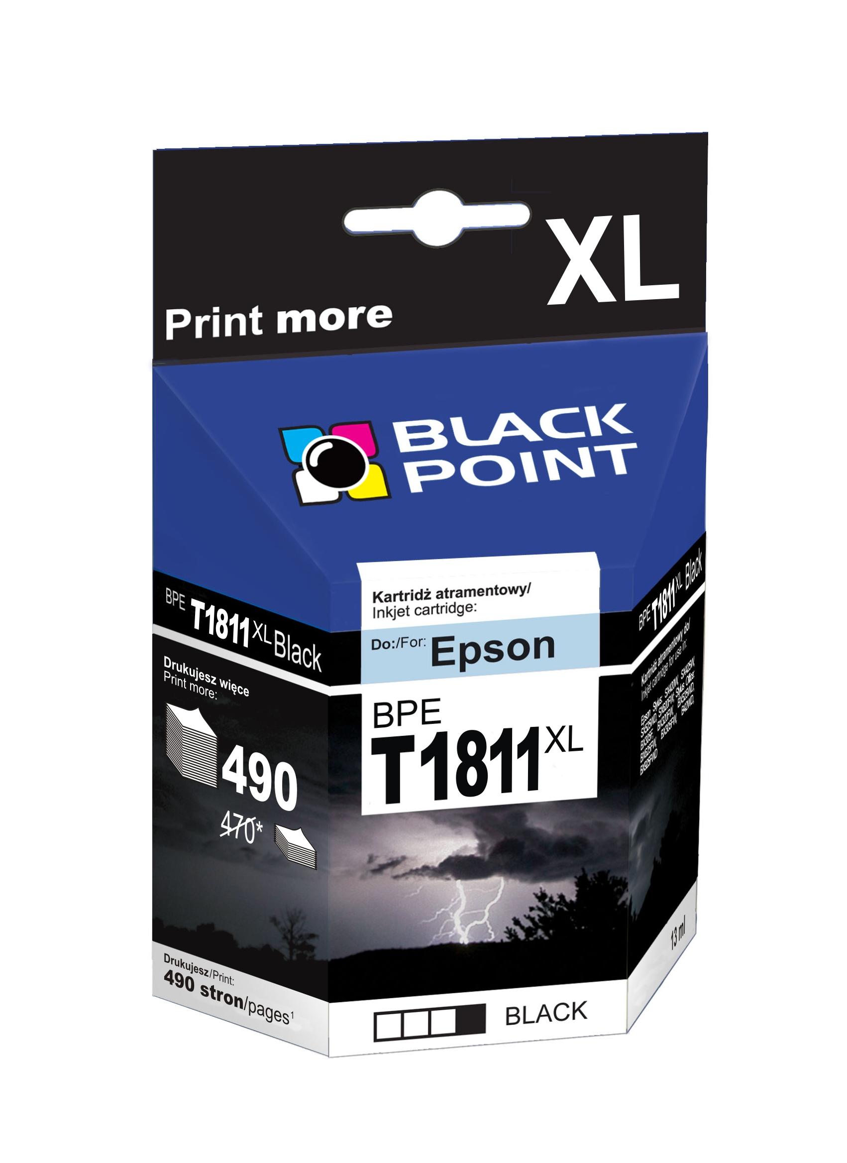 CMYK - Black Point tusz BPET1811XL zastpuje Epson T1811, czarny