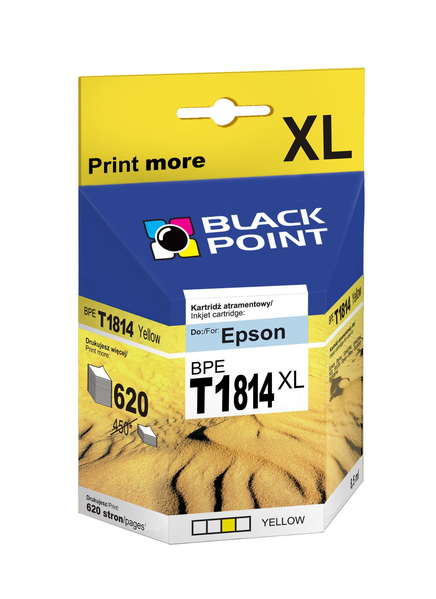 CMYK - Black Point tusz BPET1814XL zastpuje Epson T1814, ty