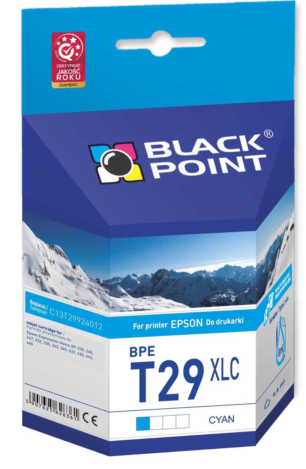 CMYK - Black Point tusz BPET29XLC zastpuje Epson C13T29924012, cyan
