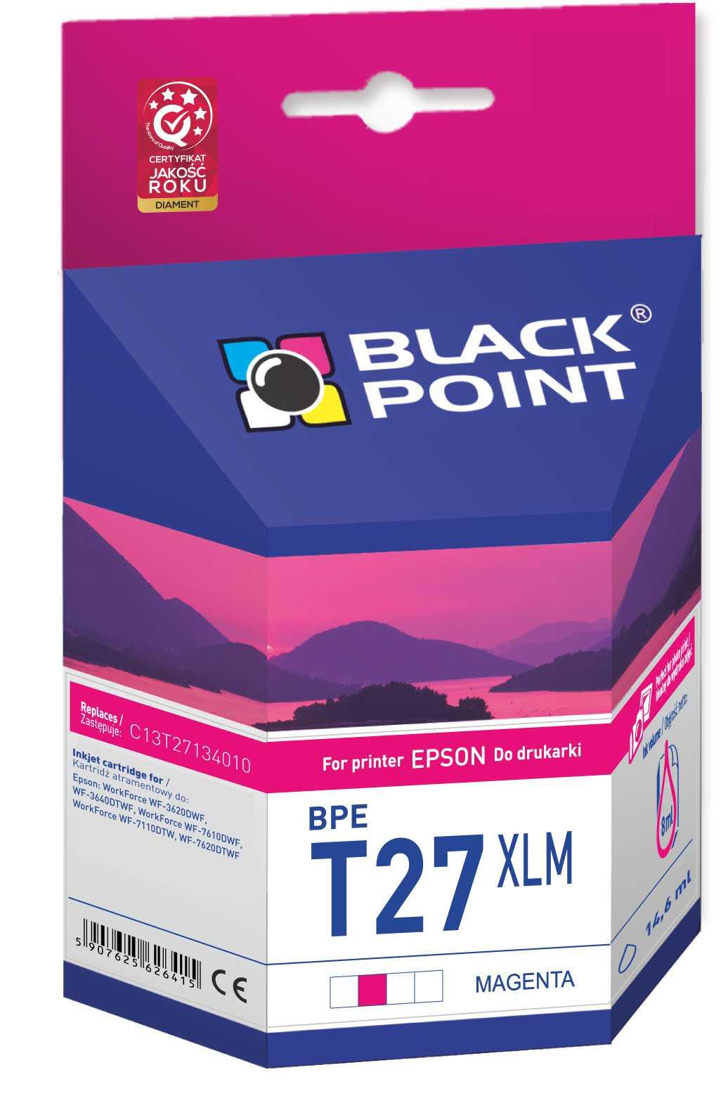CMYK - Black Point tusz BPET27XLM zastpuje Epson C13T27134010, magenta
