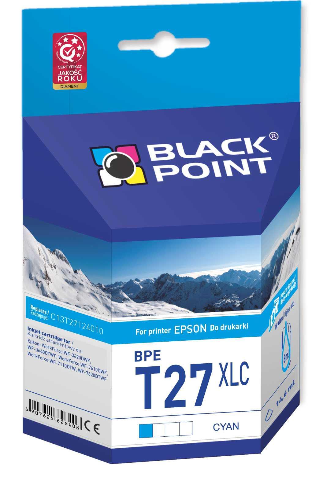 CMYK - Black Point tusz BPET27XLC zastpuje Epson C13T27124010, cyan
