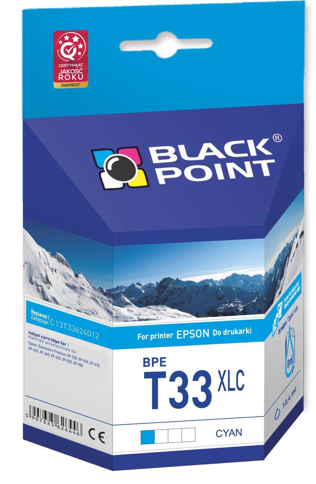 CMYK - Black Point tusz BPET33XLC zastpuje Epson C13T33624012, cyan
