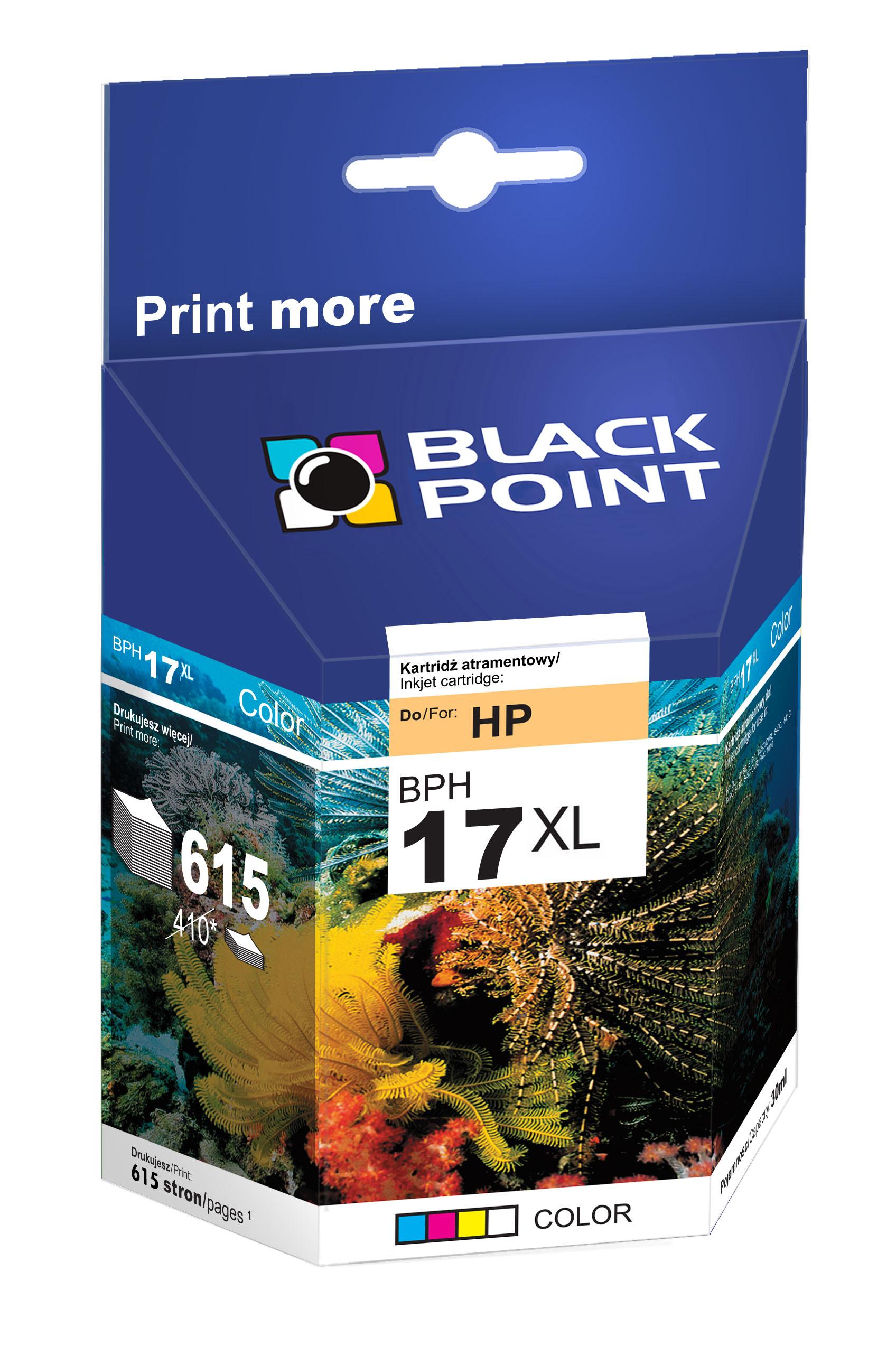 CMYK - Black Point tusz BPH17XL zastpuje HP C6625A, trjkolorowy