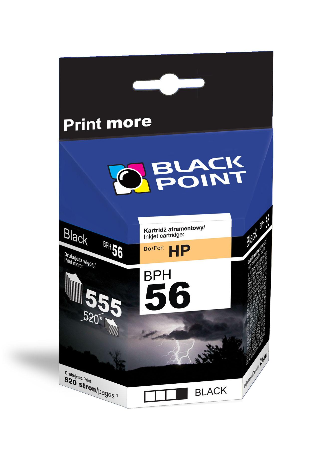 CMYK - Black Point tusz BPH56 zastpuje HP C6656AE, czarny