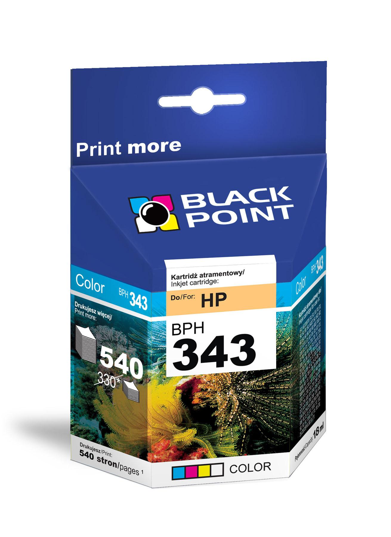 CMYK - Black Point tusz BPH343XL zastpuje HP C8766EE, trjkolorowy