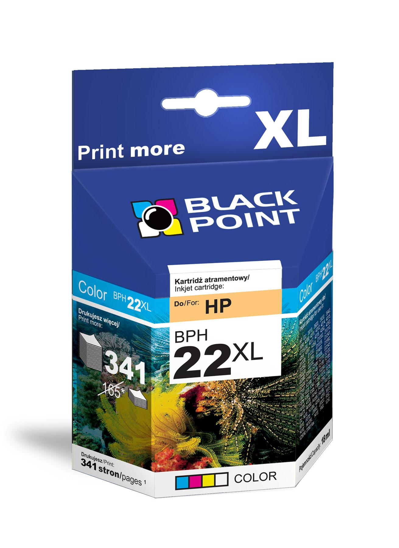 CMYK - Black Point tusz BPH22XL zastpuje HP C9352CE, trjkolorowy
