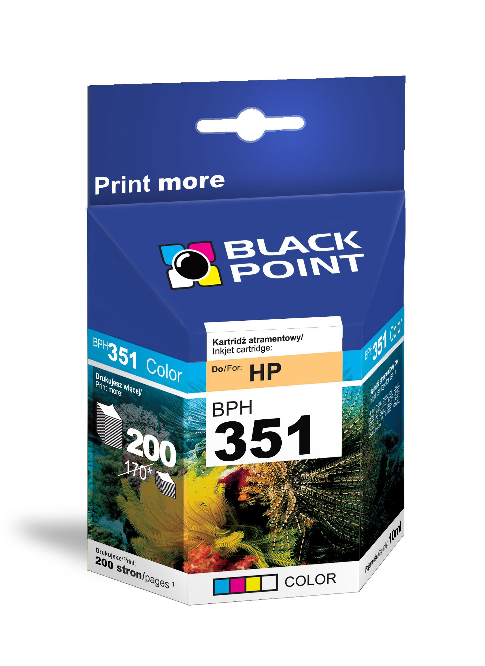 CMYK - Black Point tusz BPH351 zastpuje HP CB337EE, trjkolorowy