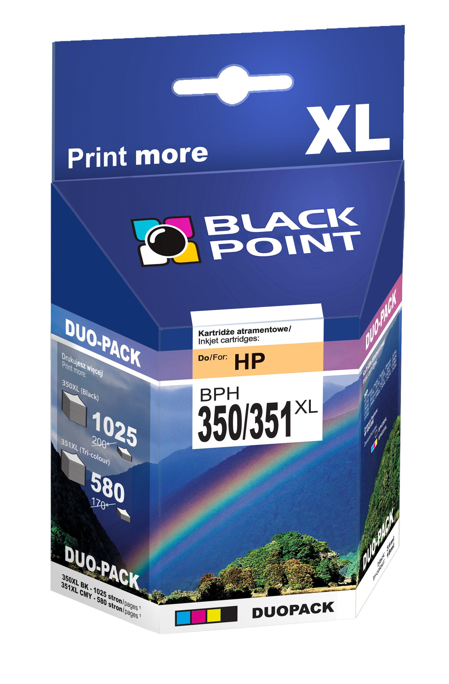 CMYK - Black Point tusz BPH350/351XL zastpuje HP SD412EE, DWUPAK (CMYK)