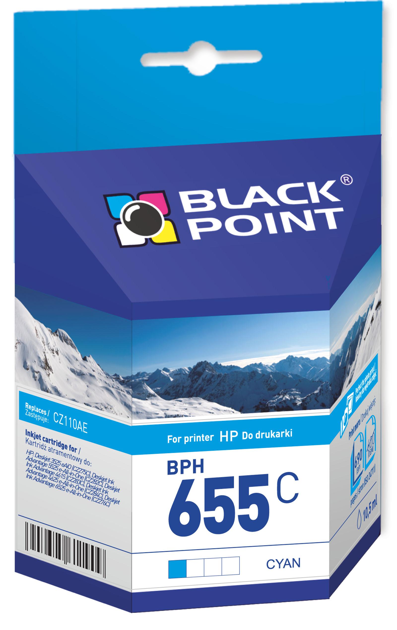CMYK - Black Point tusz BPH655C zastpuje HP CZ110AE,  niebieski