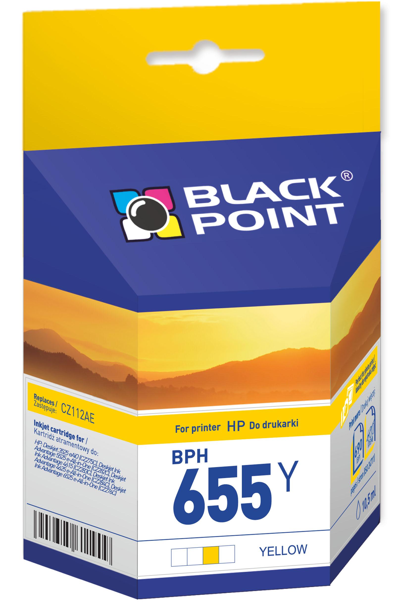 CMYK - Black Point tusz BPH655Y zastpuje HP CZ112AE, ty